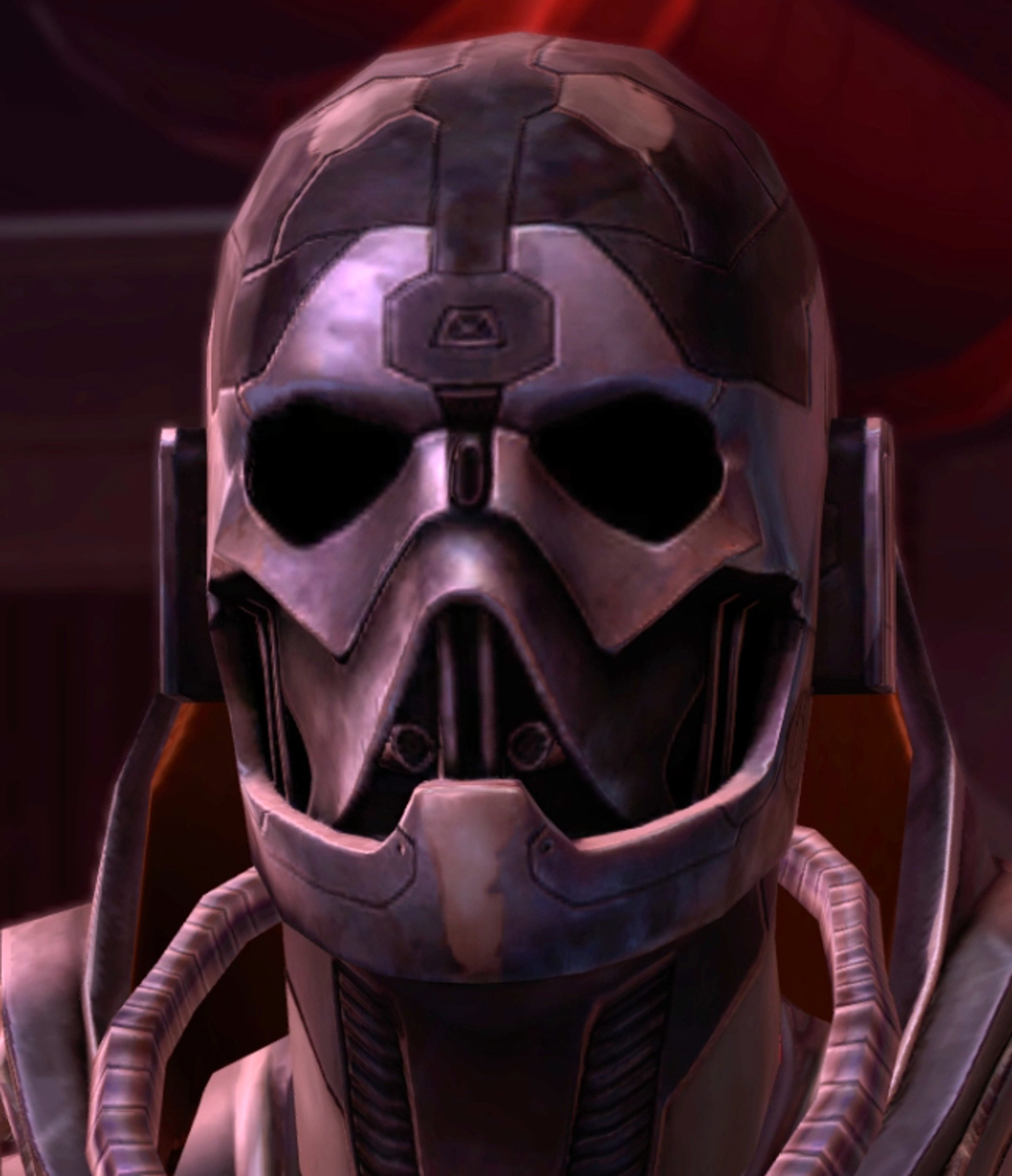 A dark, intimidating Sith Lord character wearing a mask and armor