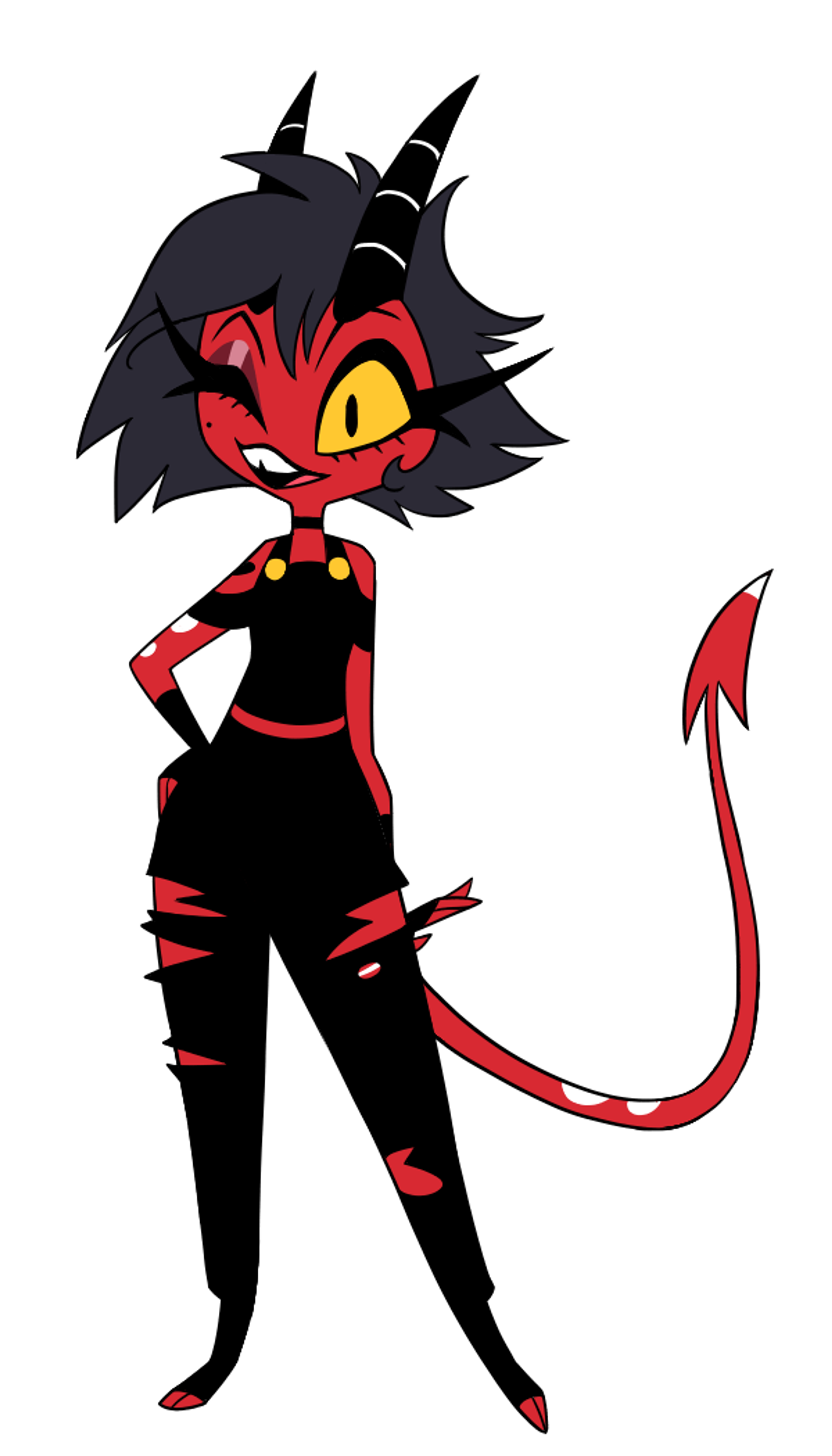 A demonic-looking character with red skin, horns, and sharp teeth in a fighting pose.