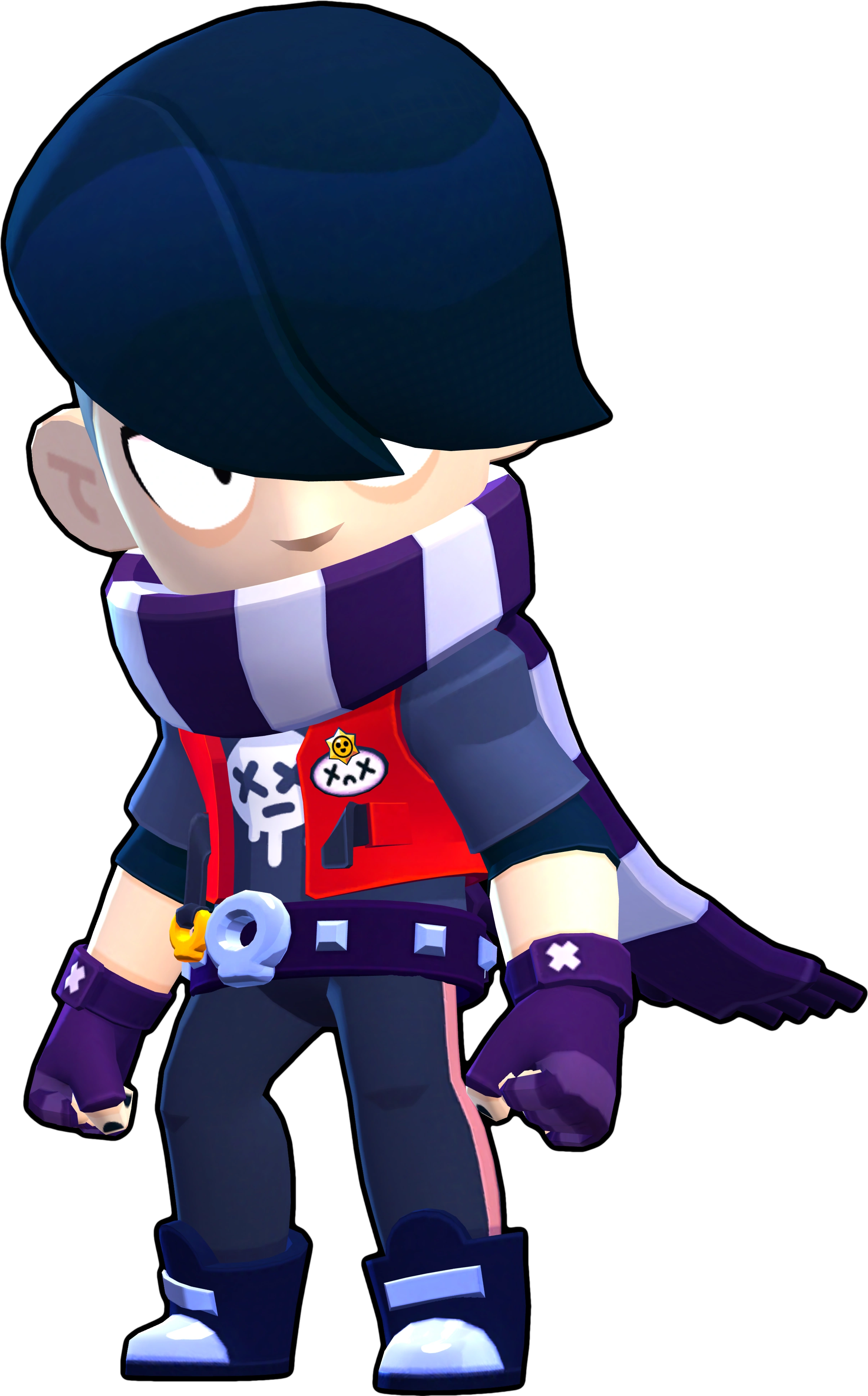 Edgar was born with a natural talent for parkour and quick movement, which eventually led to his classification as an Assassin in the Brawl Stars universe.,His signature scarf, which he never removes, was gifted to him by someone important in his past, though he refuses to talk about who or why.,His mother believes his dark attitude and clothing are just a rebellious phase, which only fuels his resentment and feeling of being misunderstood.,He was initially reluctant to join the Brawl Stars competitions but found that the combat provided an outlet for his frustrations and inner darkness.,Edgar secretly practices his fighting techniques alone at night, perfecting his quick punches and acrobatic jumps away from judgmental eyes.