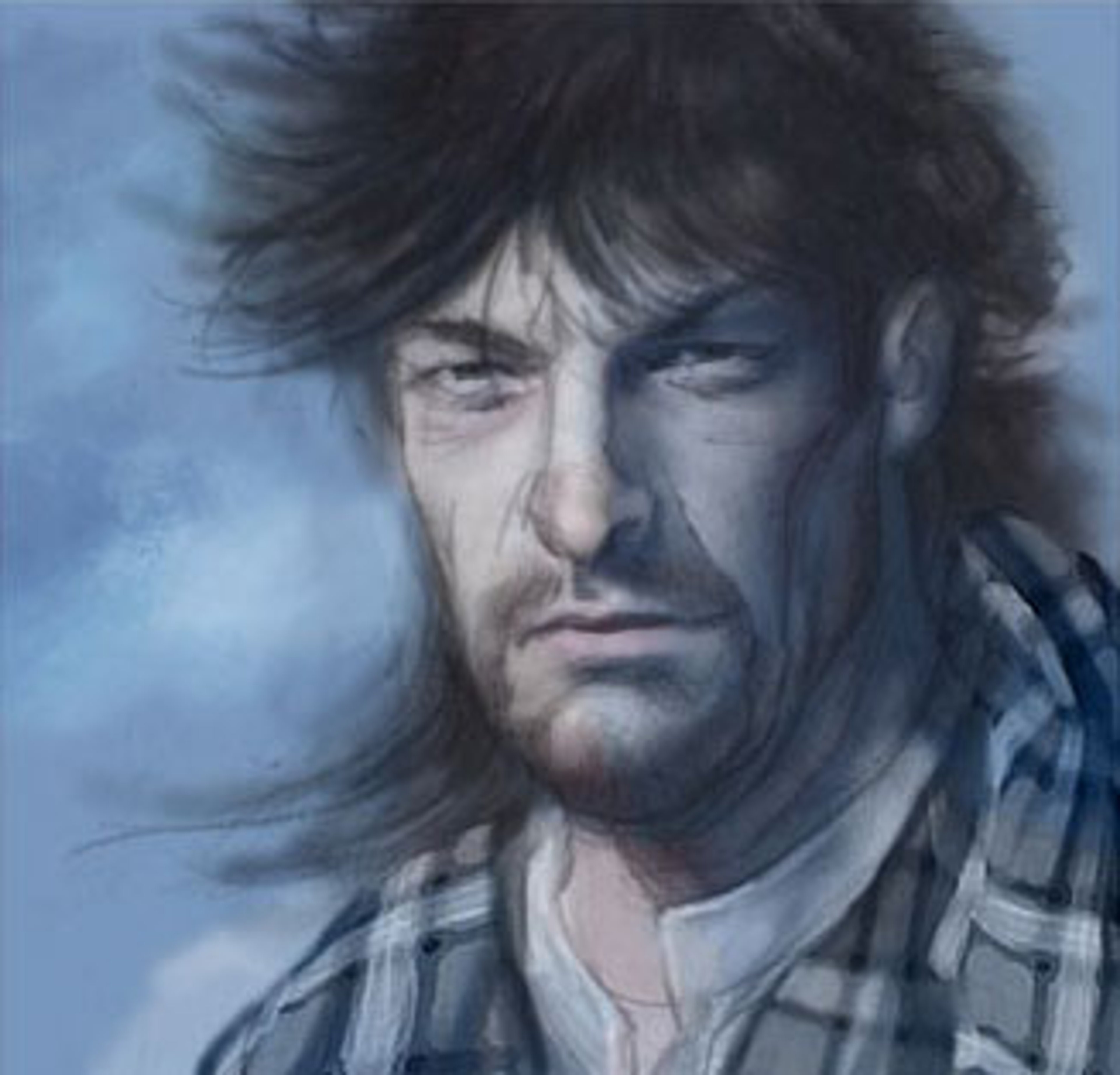 A middle-aged, bearded Scottish Highlander with a serious expression