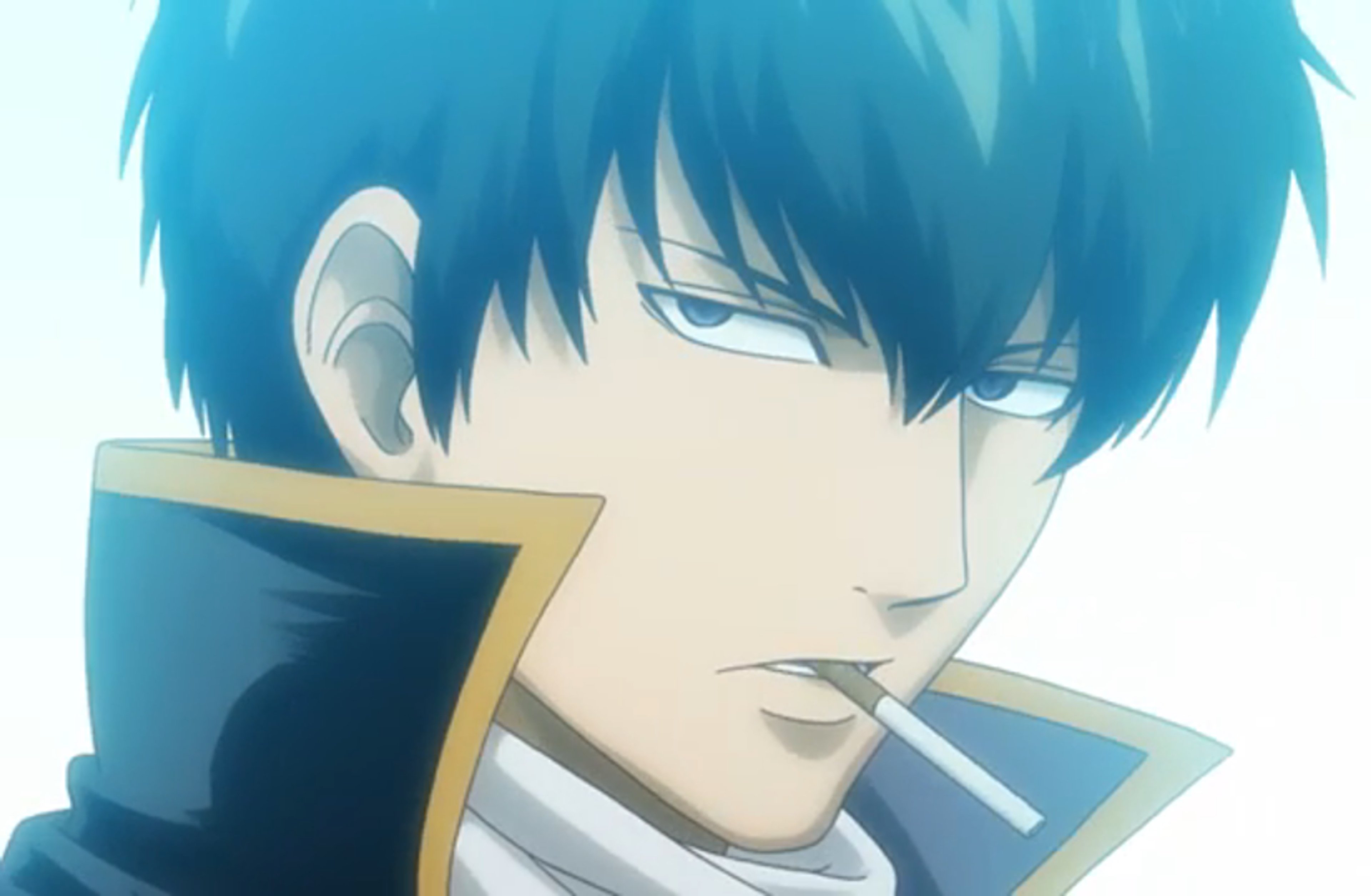 A young man with dark blue hair wearing a military-style uniform