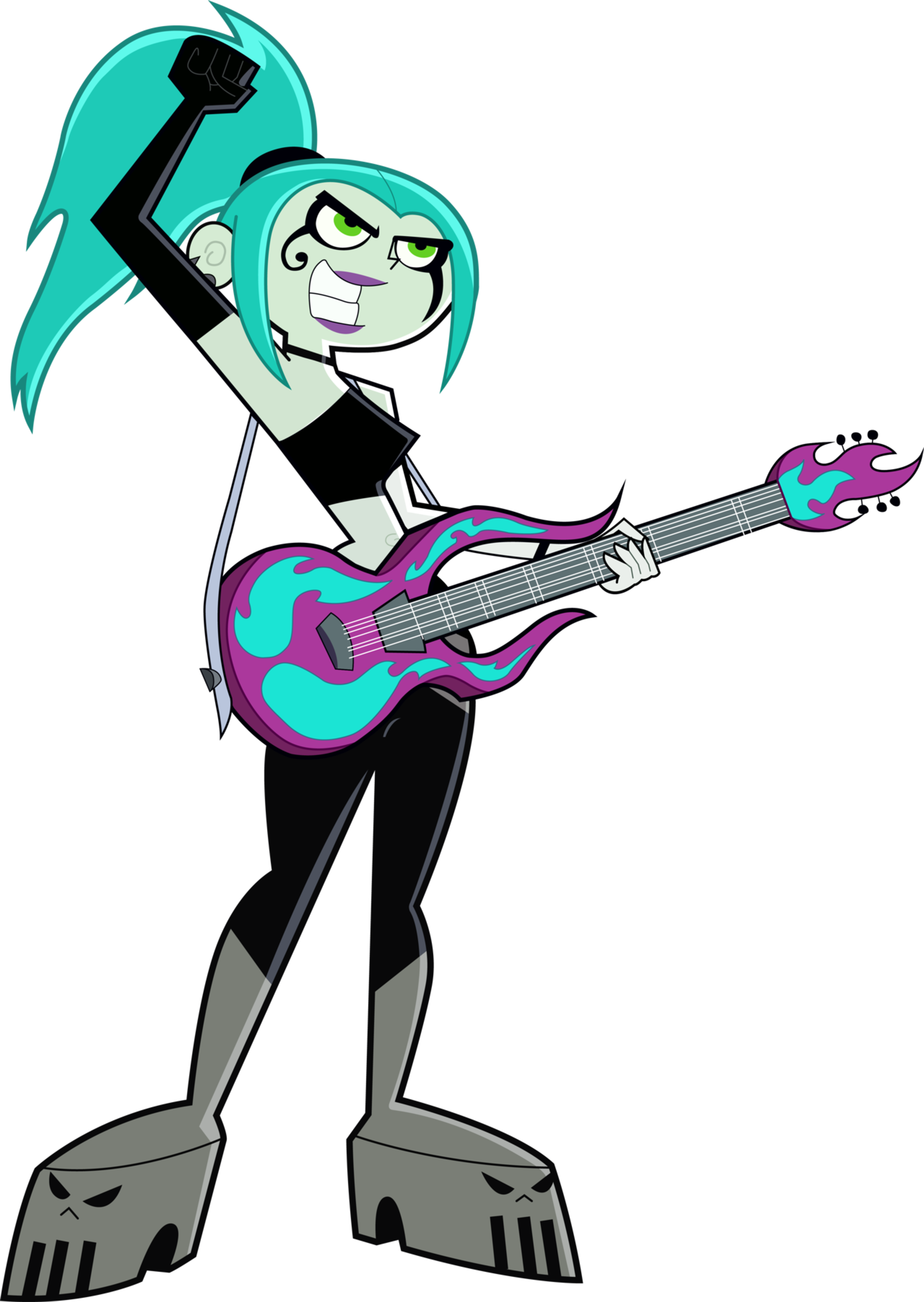 Ember McLain from Danny Phantom - blue-haired ghost rock star