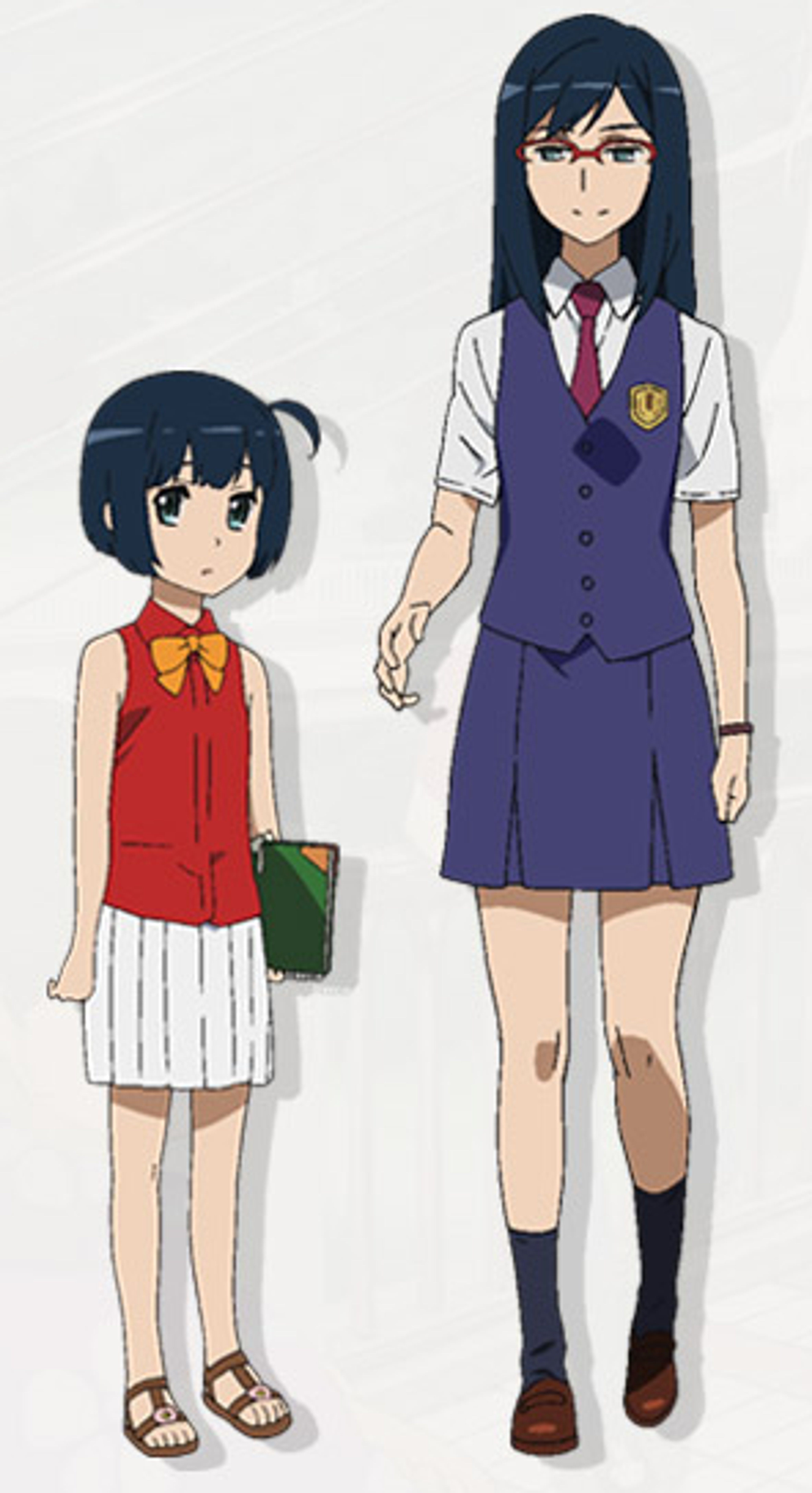 Two anime-style female characters in school uniforms