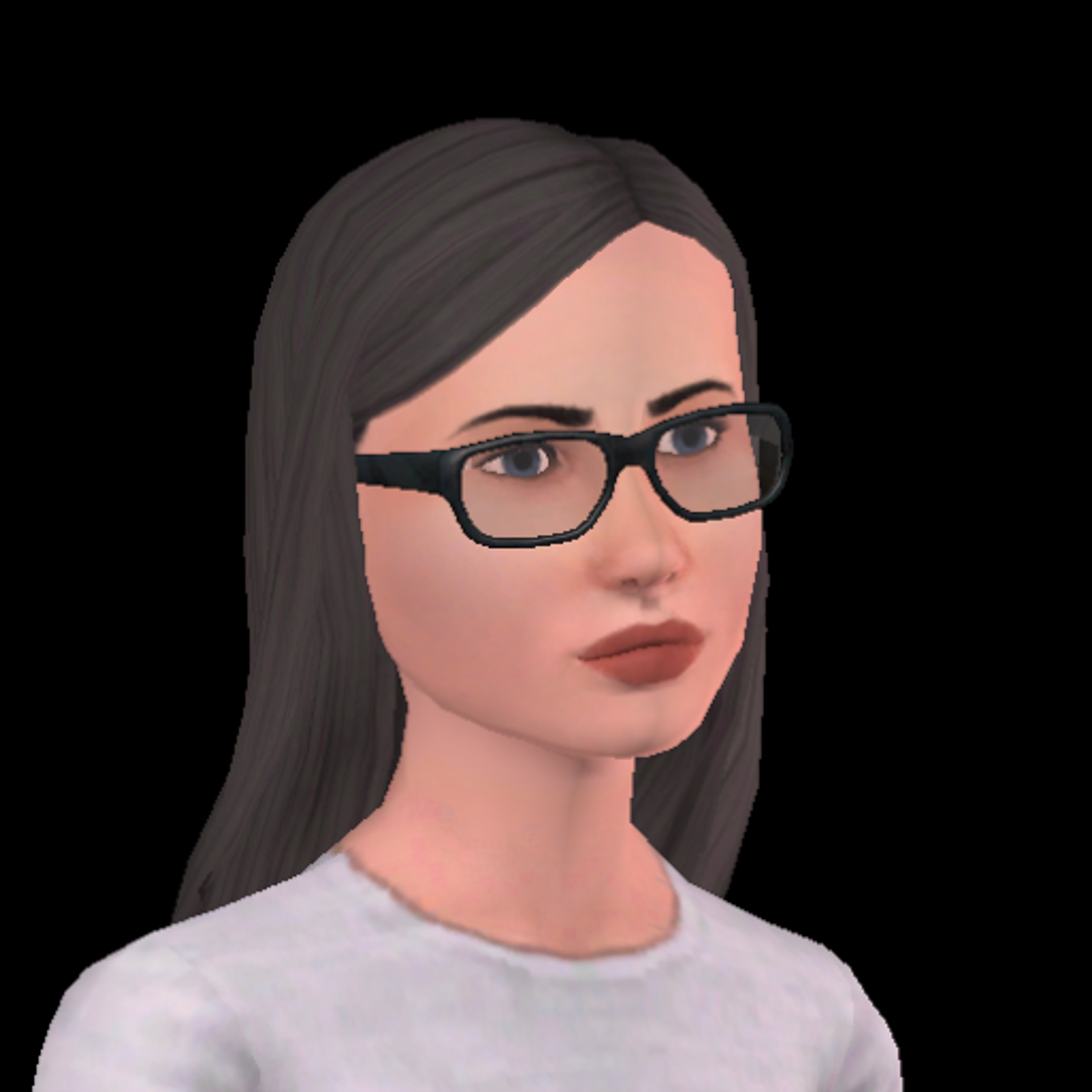 A young woman with dark hair and glasses