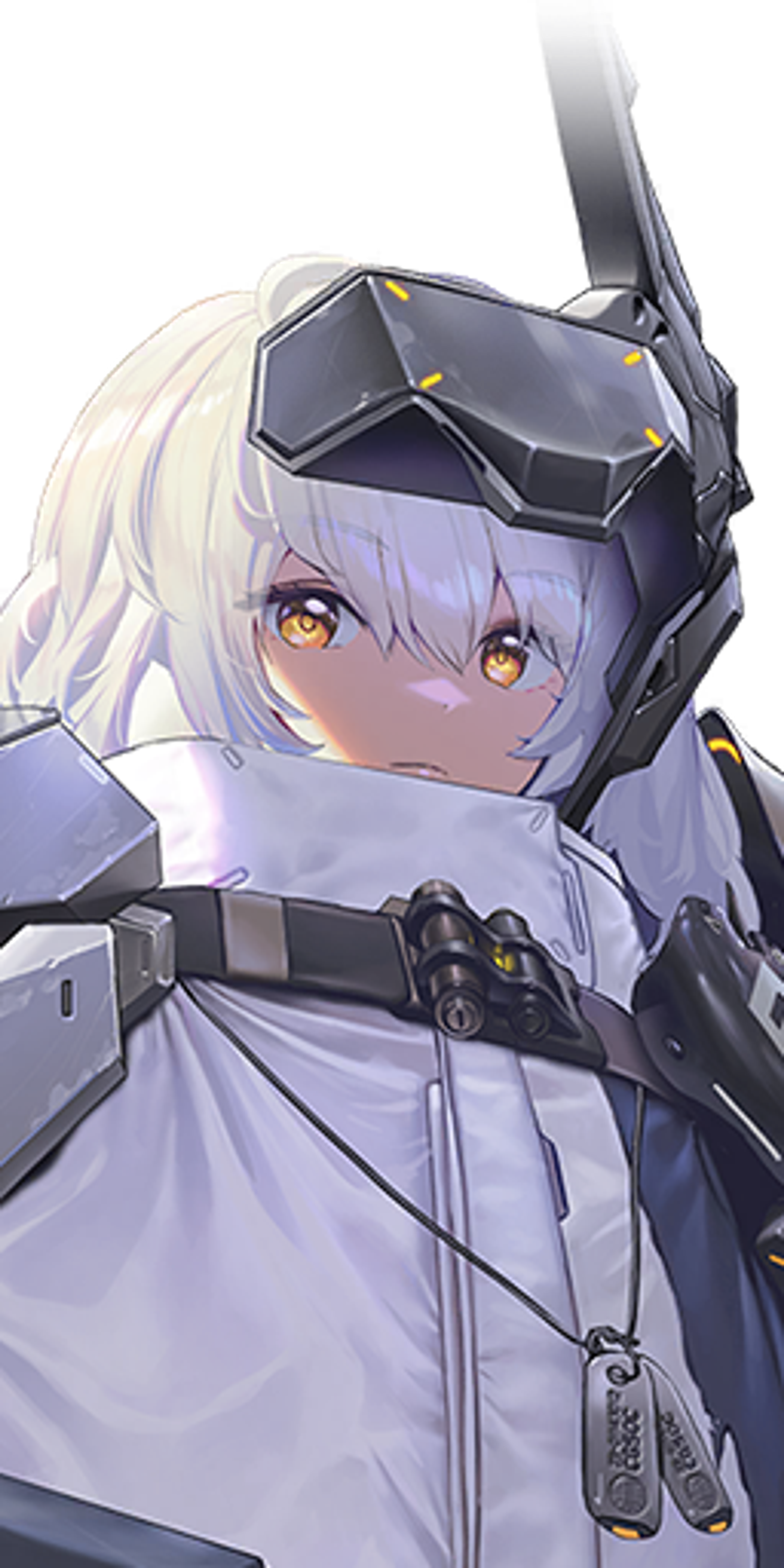 An anime-style character in a military uniform with a serious expression
