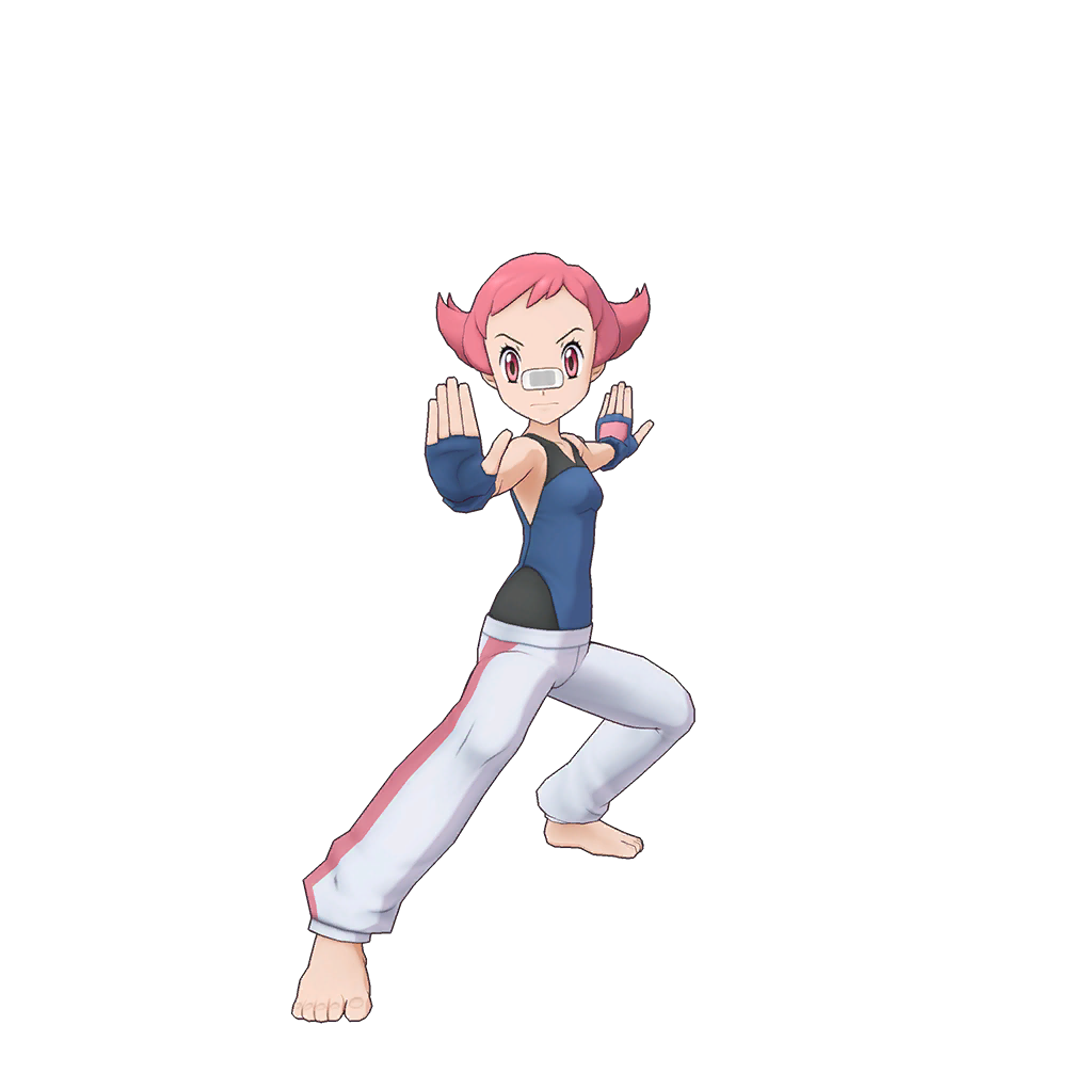A young, pink-haired female character in a fighting stance
