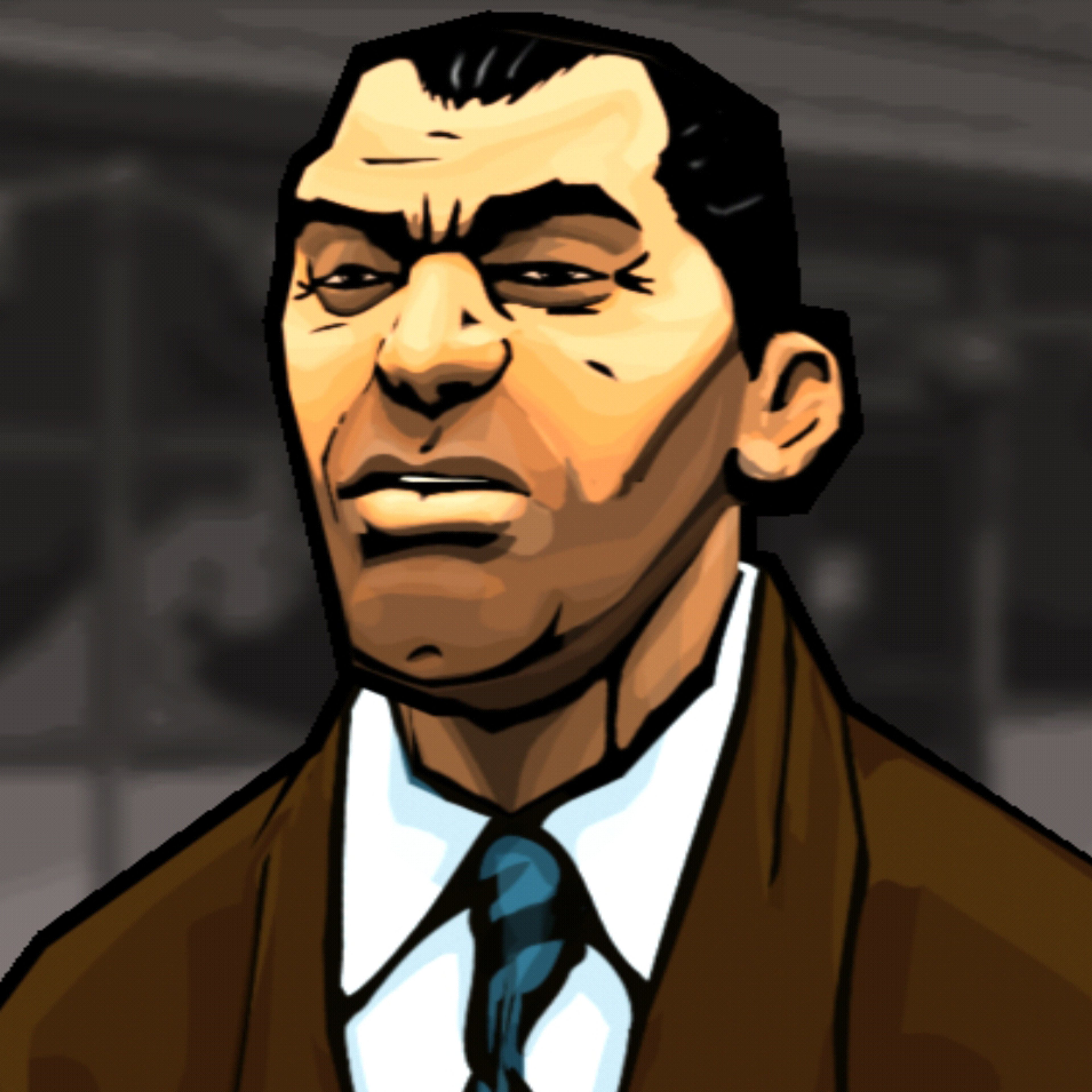 A middle-aged Asian man in a suit with a serious expression