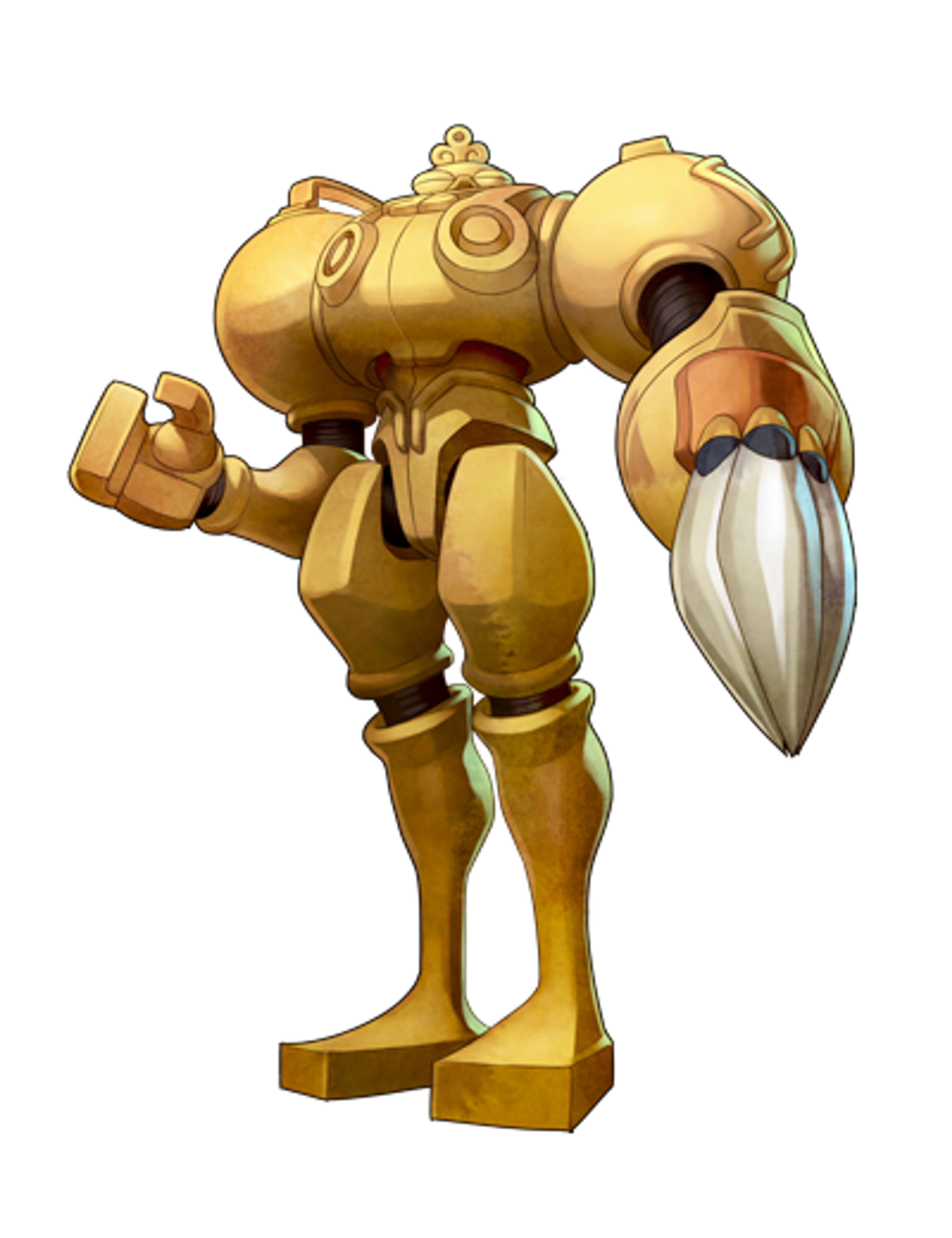 Ancient robotic guardian with pre-Columbian and Japanese design influences