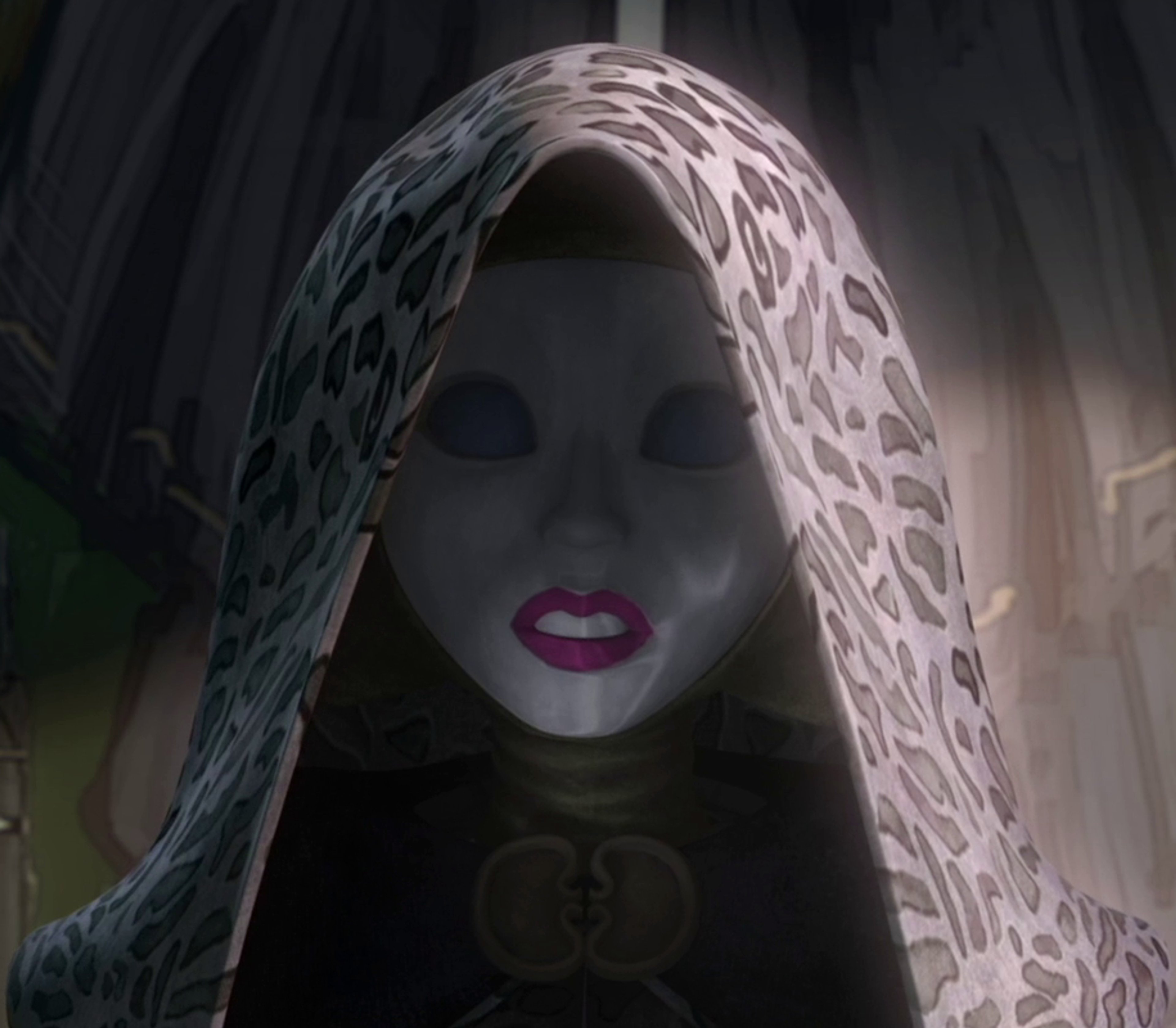 A sophisticated blue droid with feminine features and elegant styling