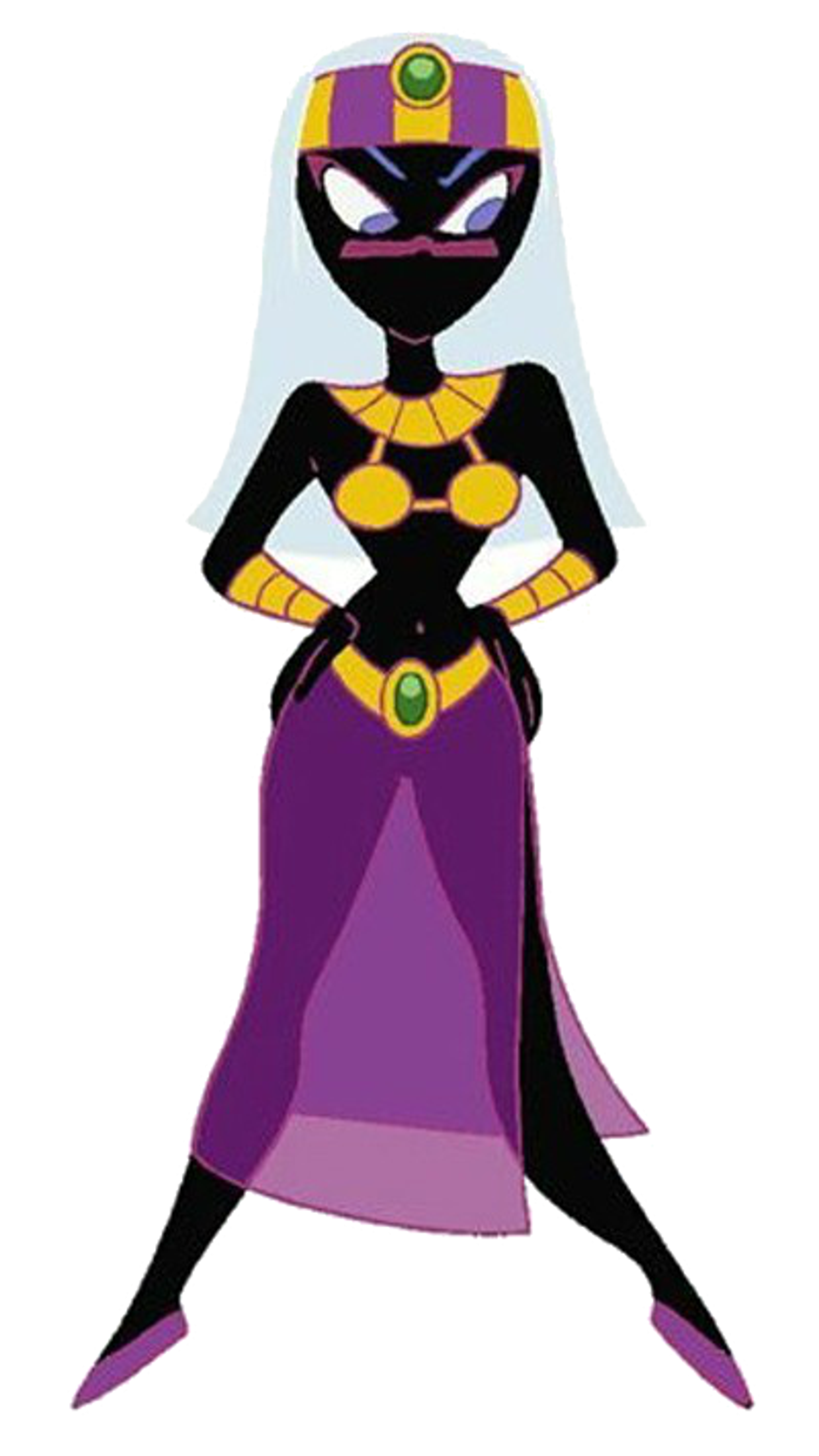 A detailed illustration of Queen Tyr'ahnee, the powerful ruler of Mars, with her striking appearance and commanding presence.