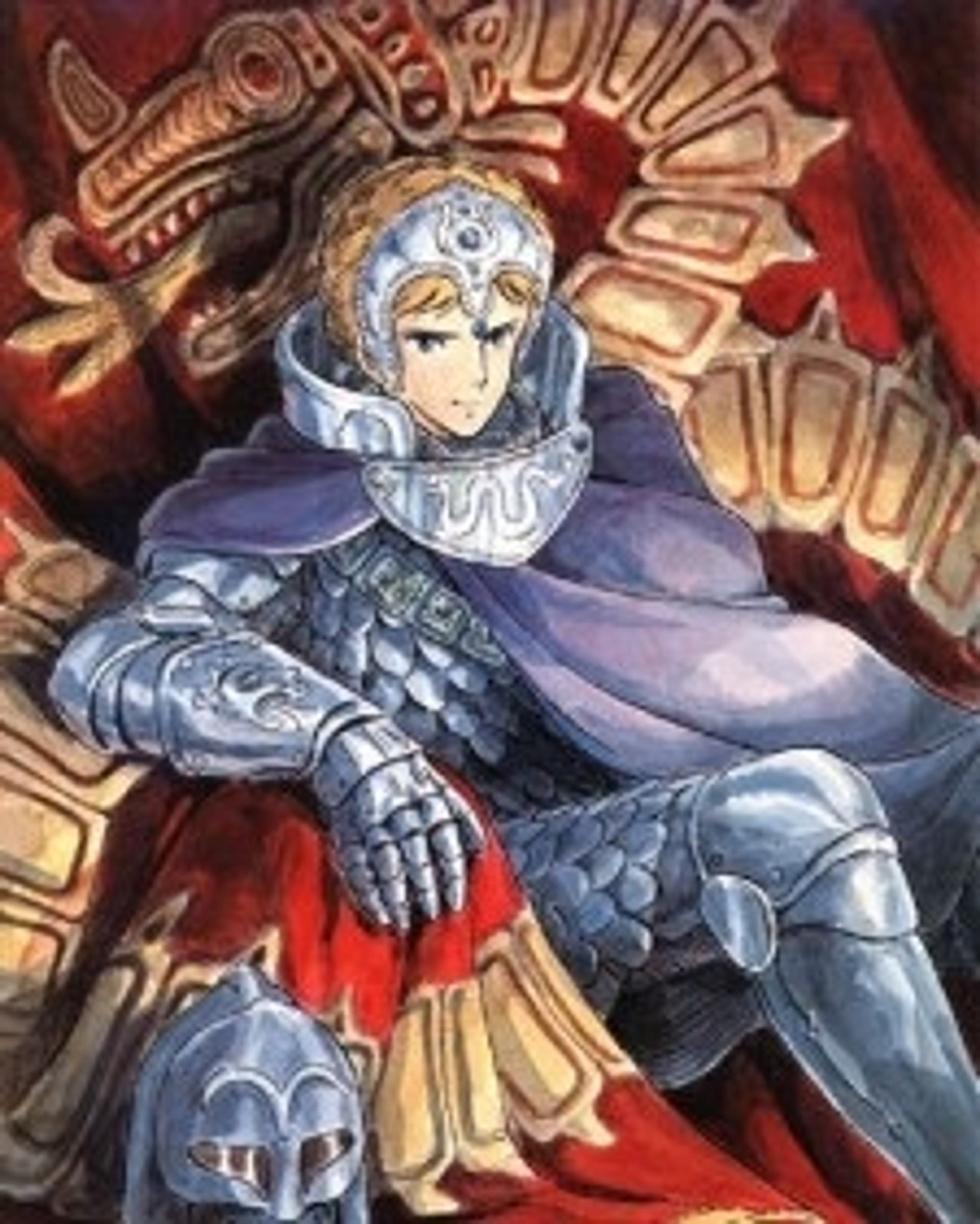 A female military commander with golden hair and a prosthetic arm, wearing ornate armor and a crown-like headpiece.