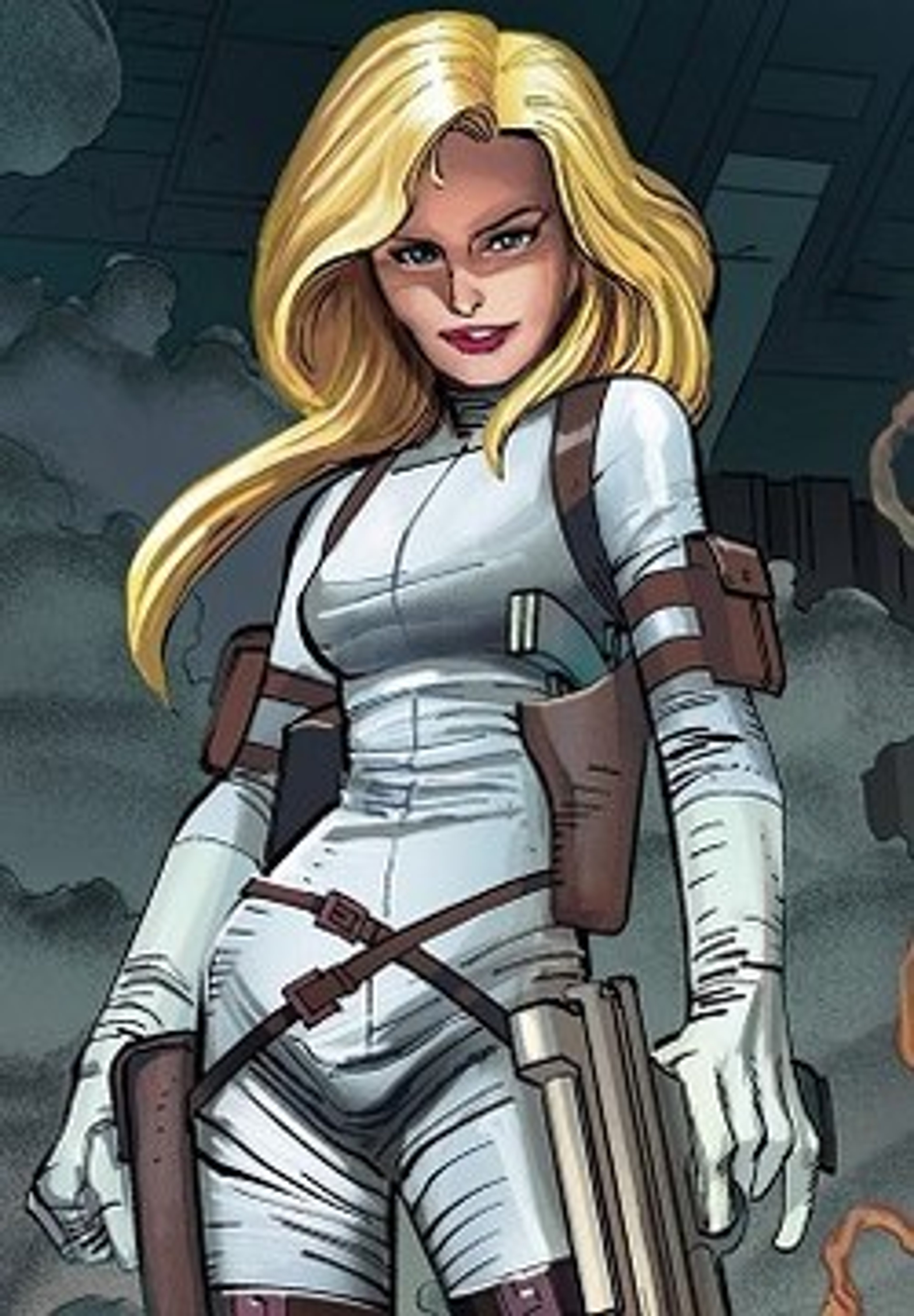 A female S.H.I.E.L.D. agent with blonde hair in a tactical outfit