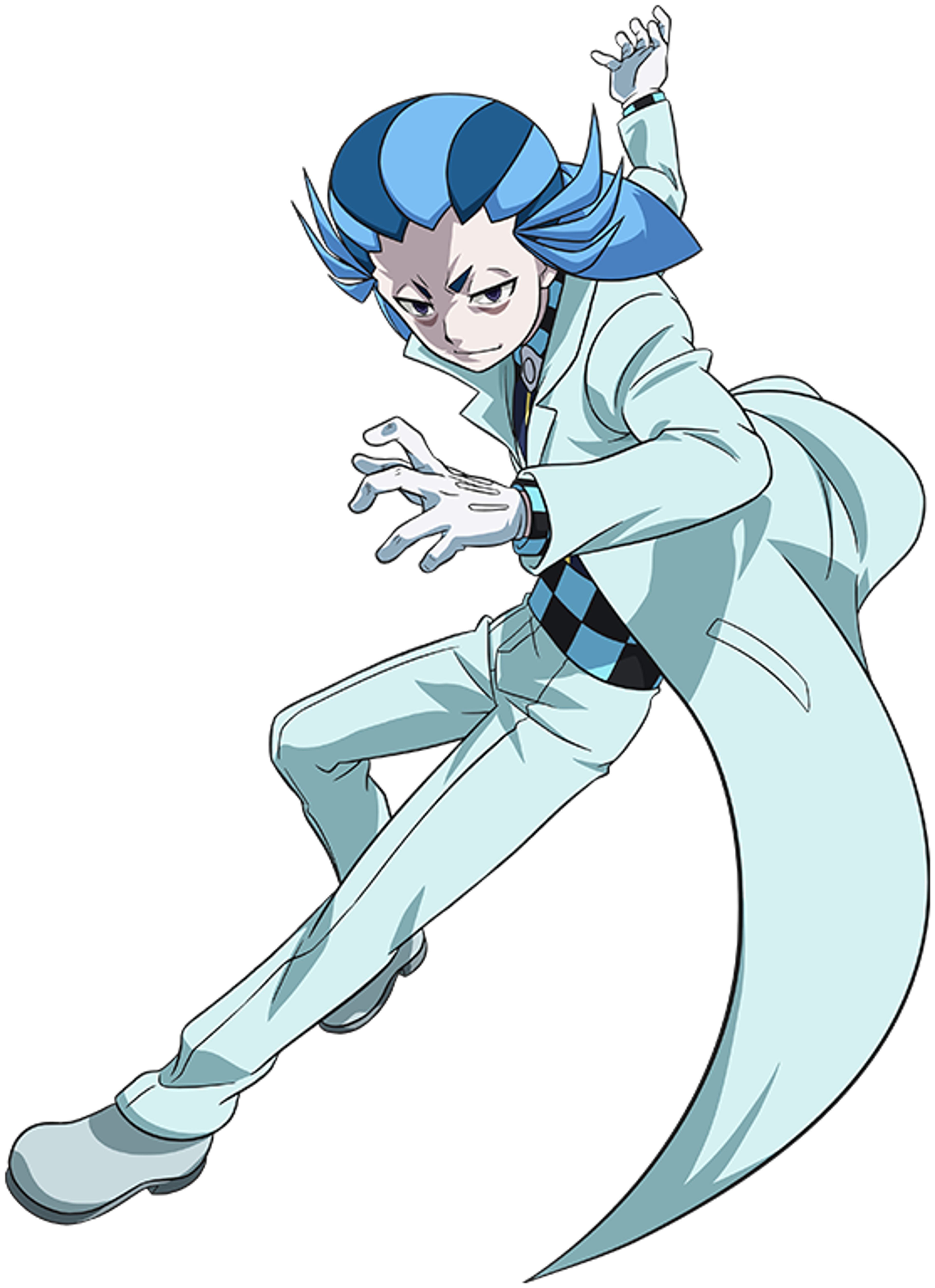 Dr. Evel Oxford, Beyblade scientist with azure hair