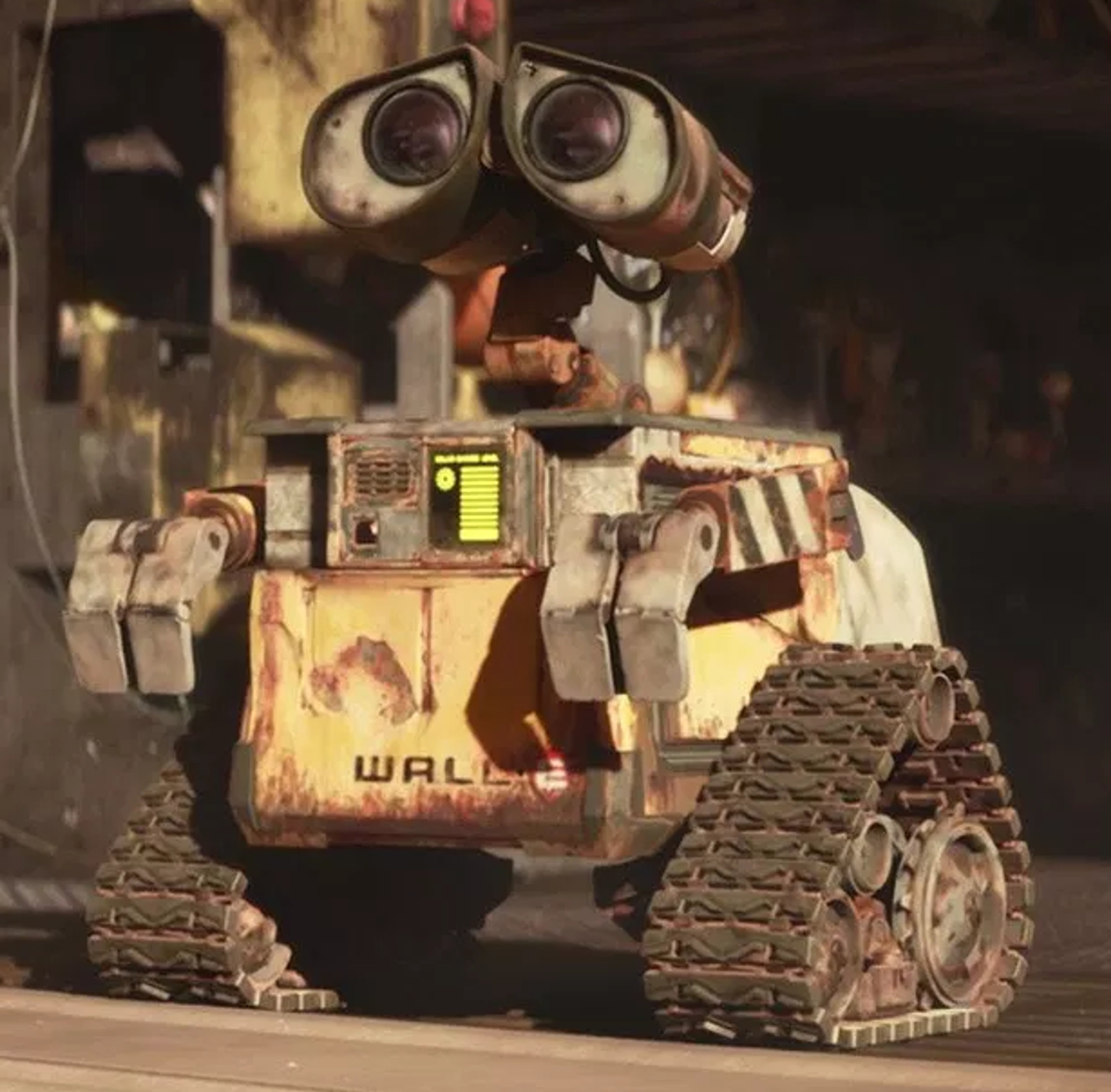 A detailed model of the Pixar character WALL-E, a trash compactor robot with a large, bulbous body and treads for mobility.