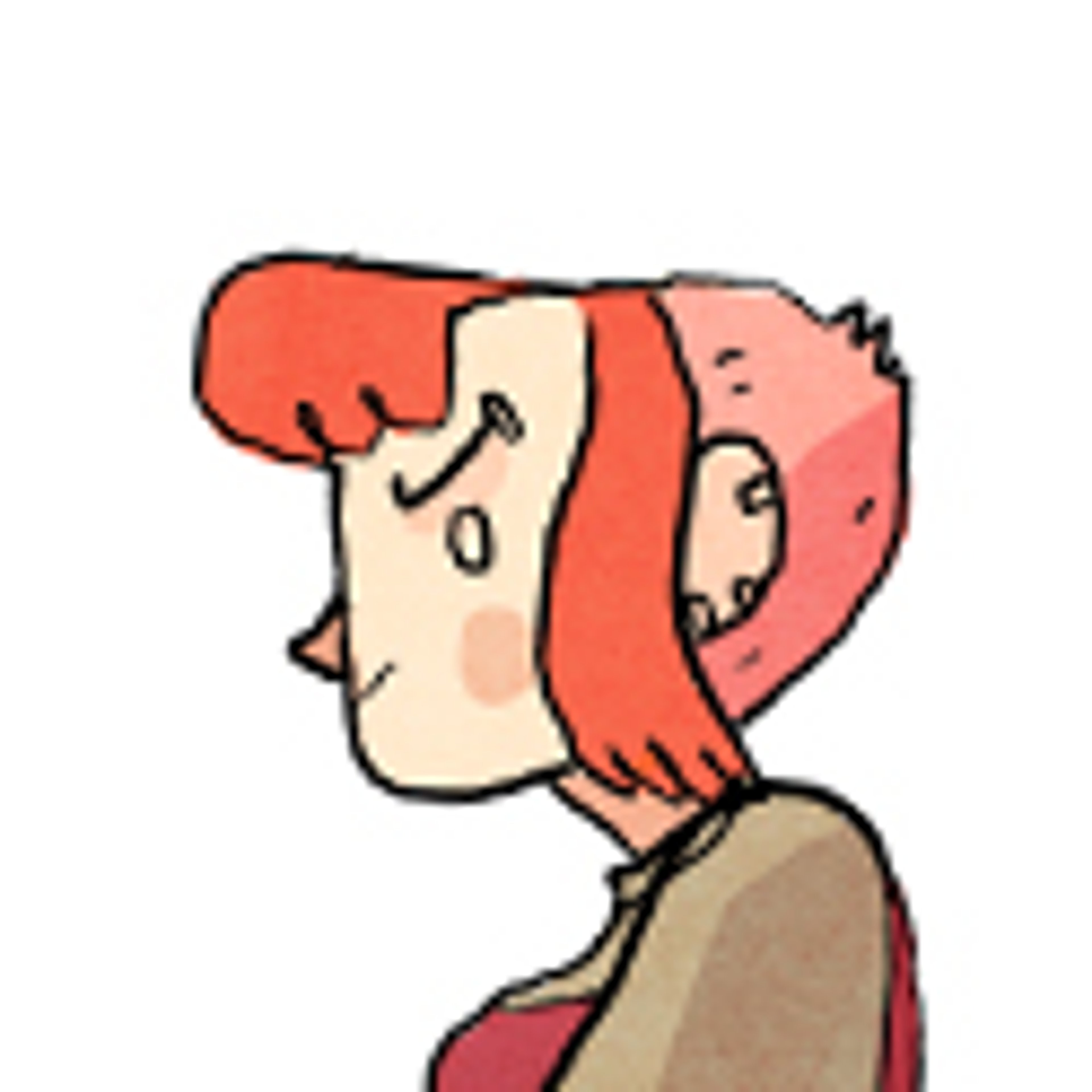 A young, mischievous-looking character with red hair and a wide grin