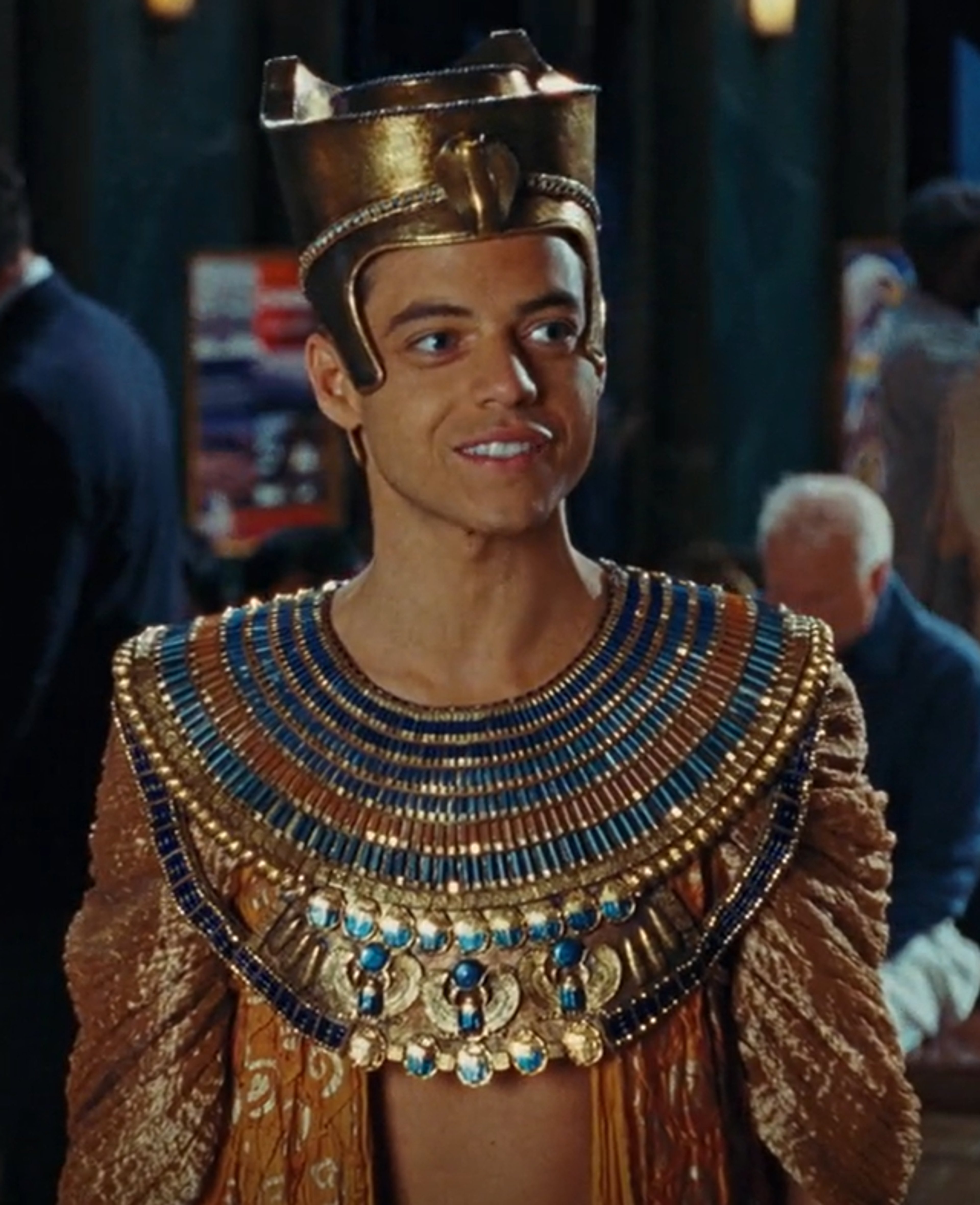 A man in an elaborate Egyptian pharaoh costume