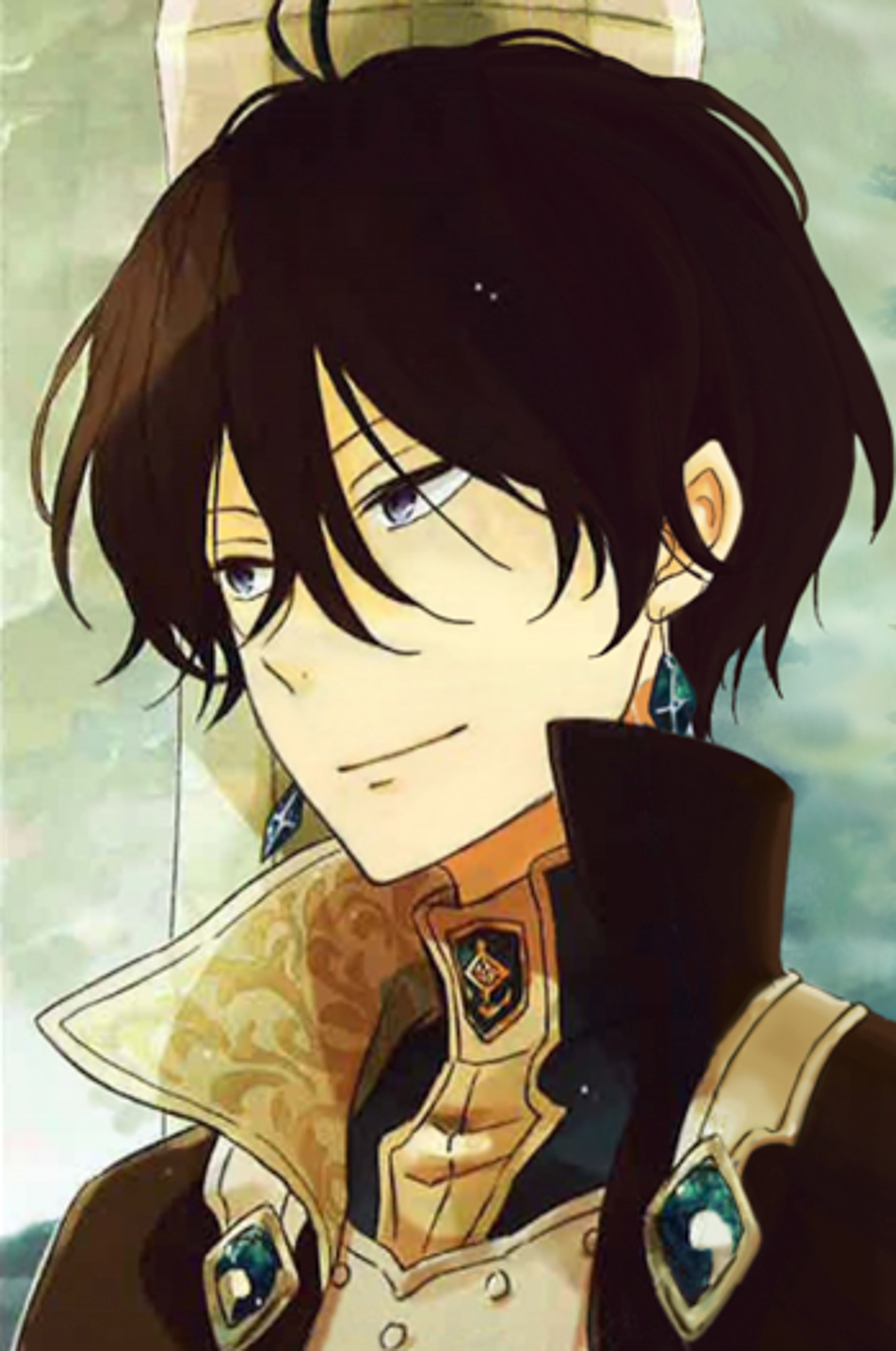 A young man with dark hair and a sly expression, wearing a military-style uniform.