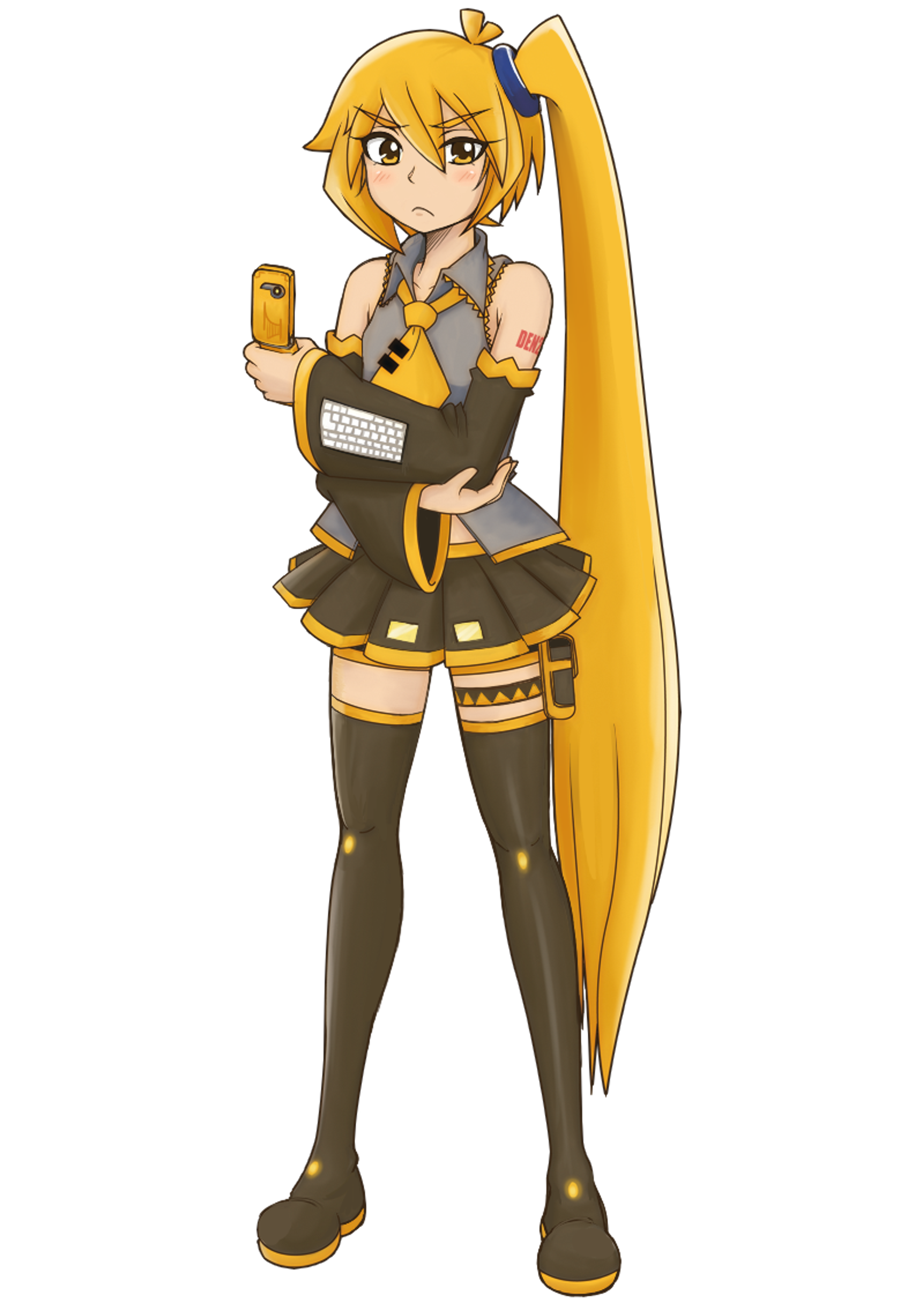 Anime-style yellow-haired character with side ponytail