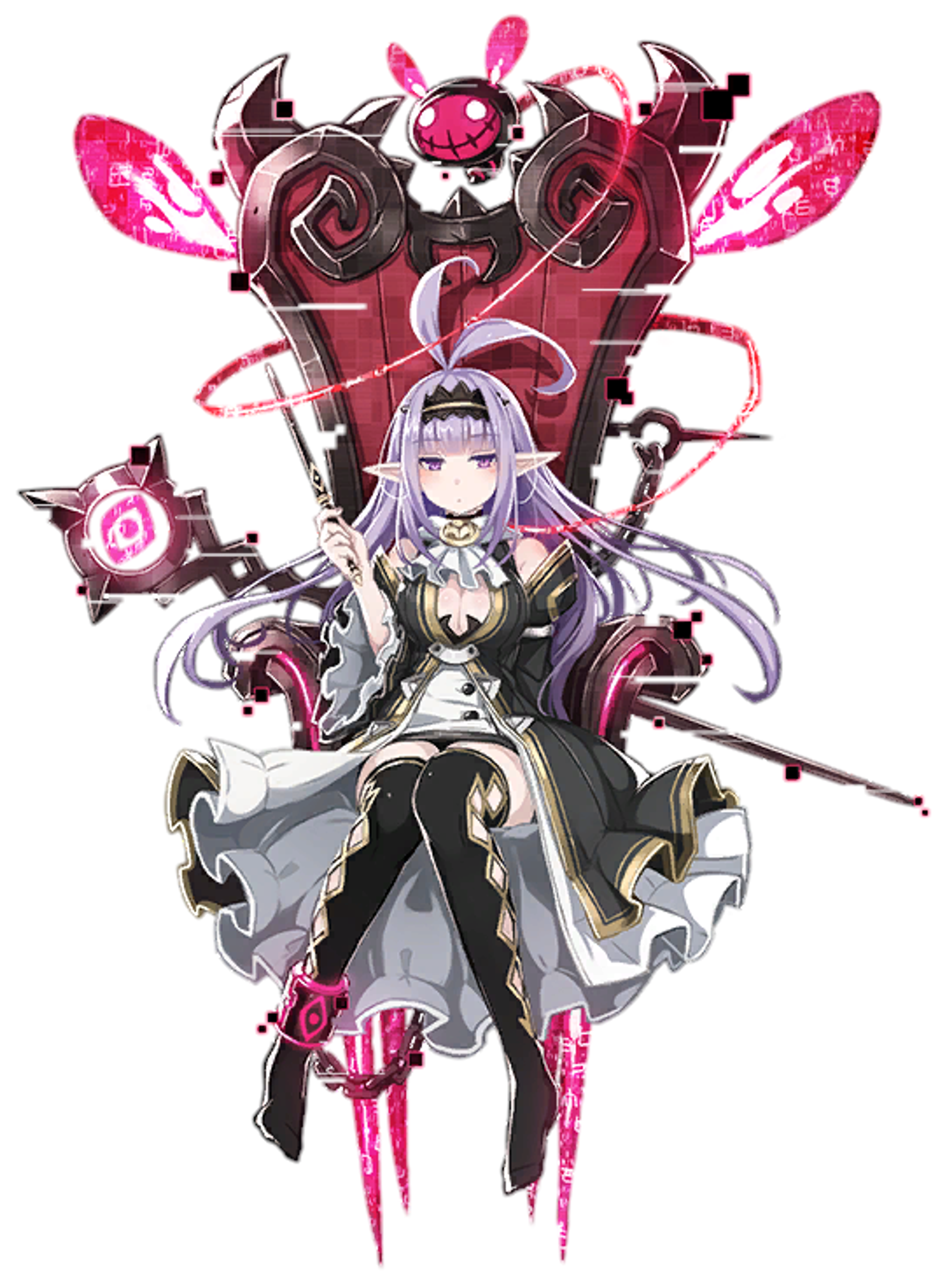 A female mage character with long light hair surrounded by magical elements