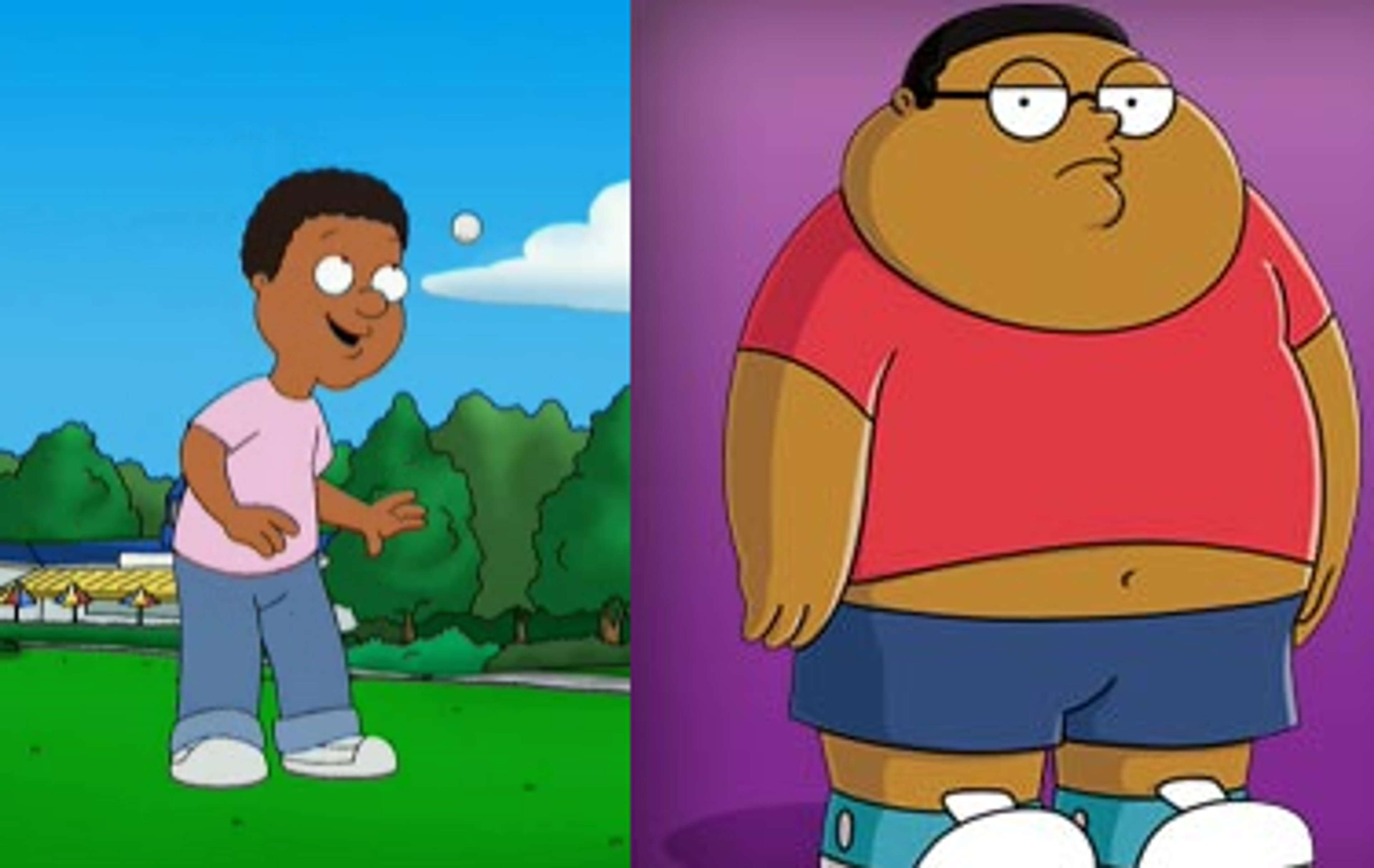 An animated character named Cleveland, Jr., the obese, bespectacled teenage son of Cleveland Brown from 'Family Guy'