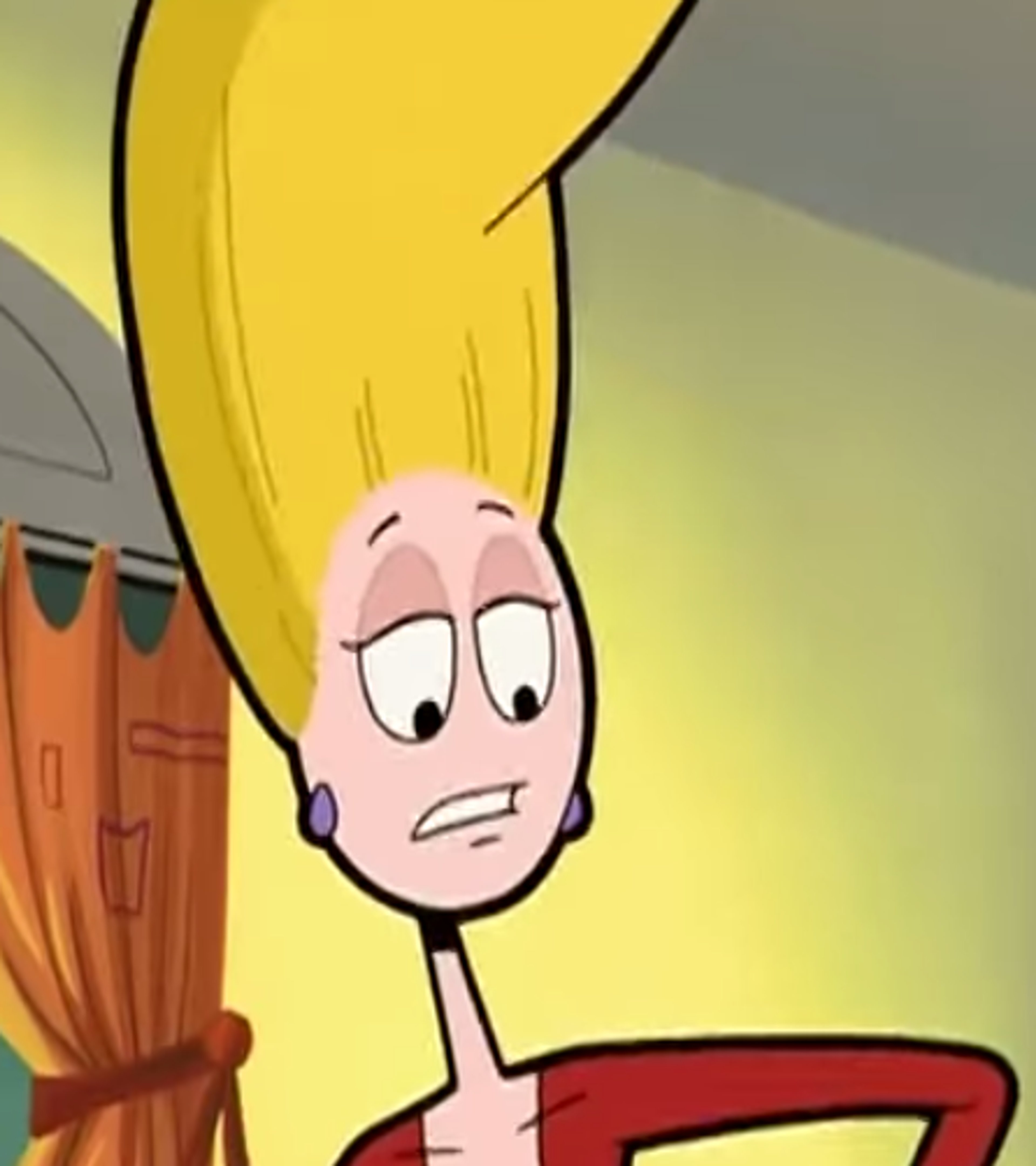 Pickles was a former resident of the affluent Hills district, where she was friends with Pristine Klimer.,She met and fell in love with Bob Oblong, leading her to move to the hazardous Valley with him.,Since moving to the Valley, Pickles has developed a severe drinking problem and all of her hair has fallen out.,Pickles is regarded as an outcast by her former Hill friends due to her move to the Valley.,Pickles became friends with Anita Bidet after starting to drink heavily.