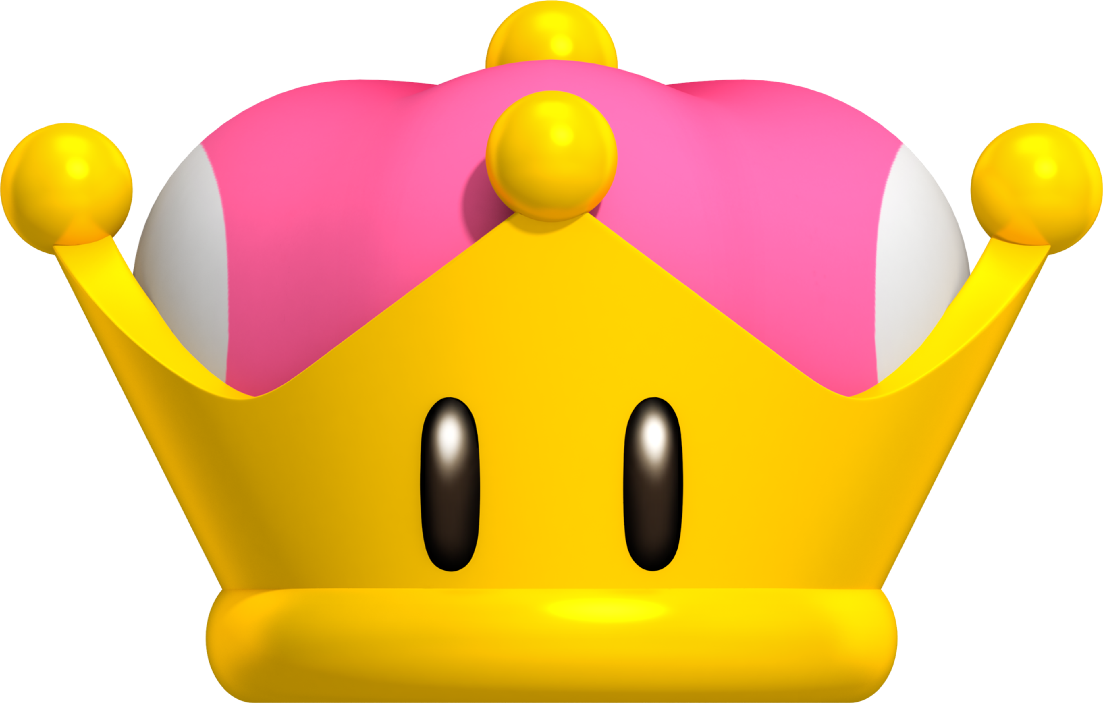 A detailed illustration of a golden crown with a pink mushroom emblem.