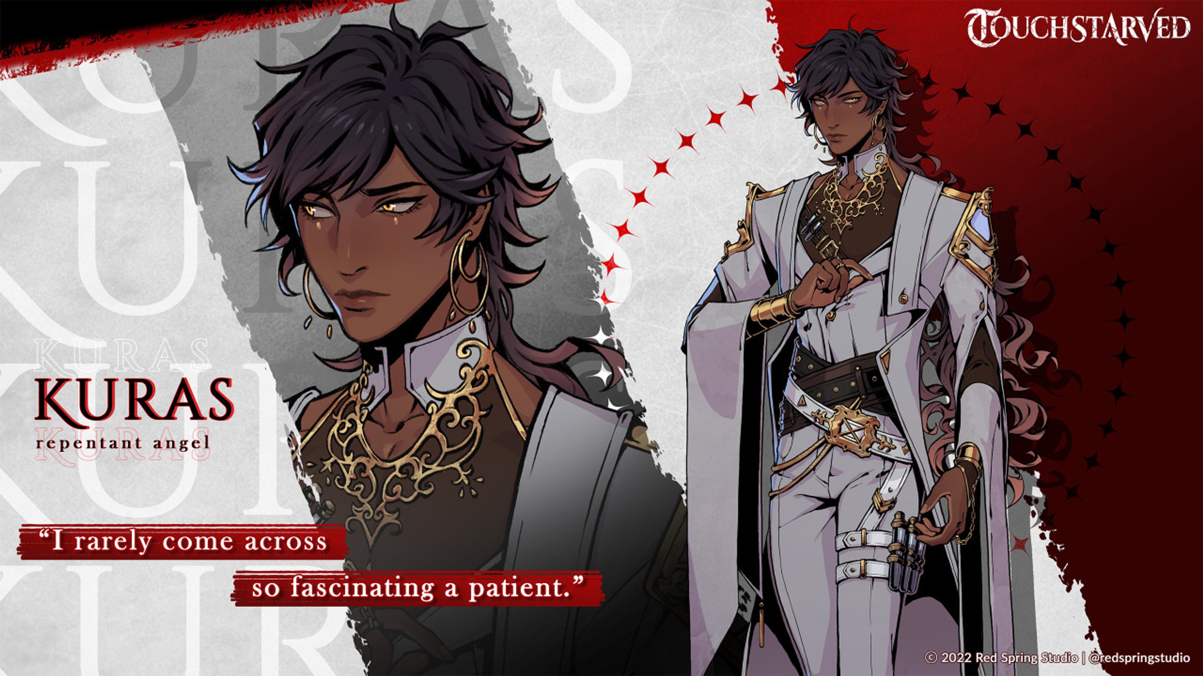 An angelic doctor with golden eyes and long brown hair