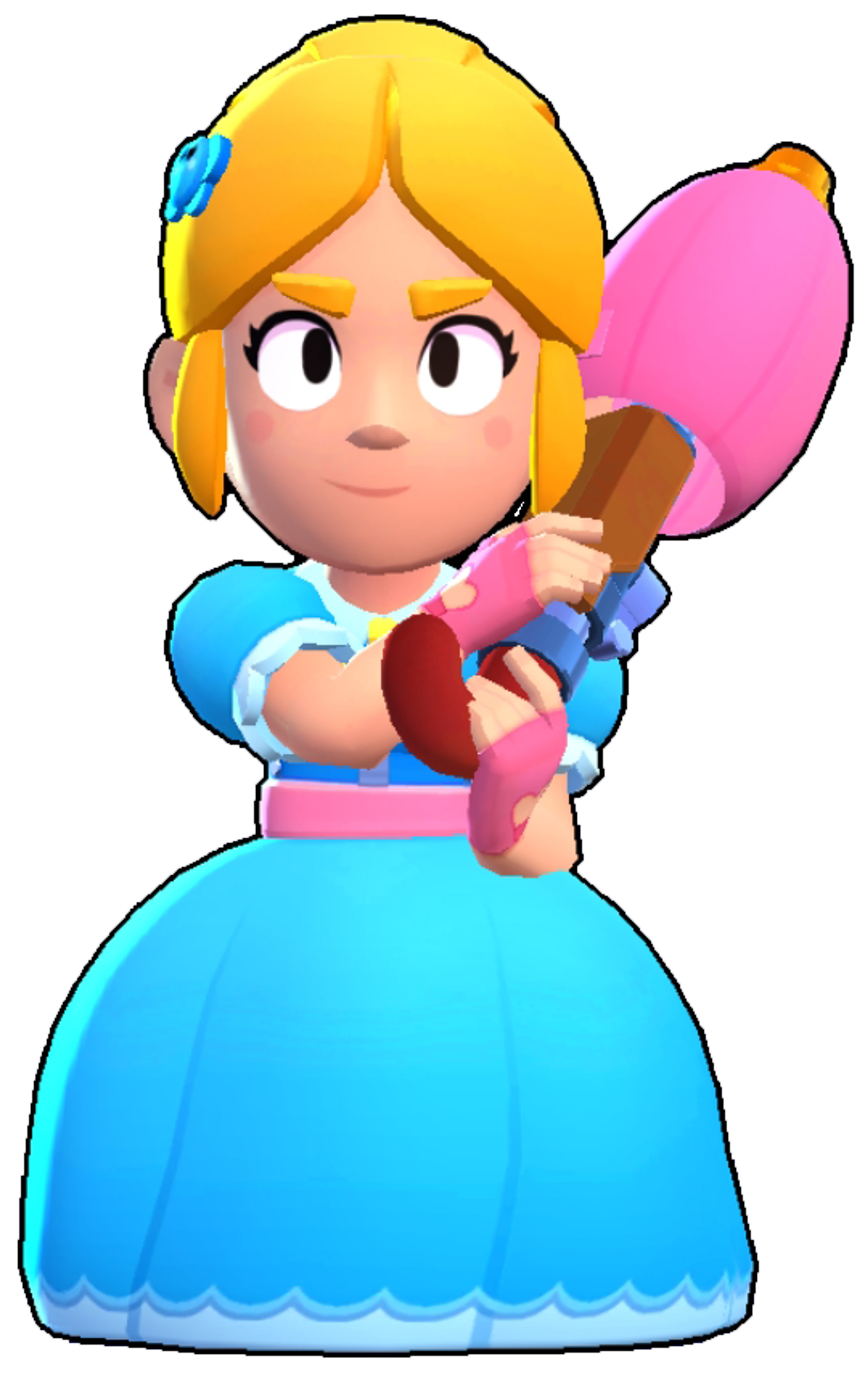 A cartoon character named Piper, a confident and skilled sniper in the Brawl Stars universe, holding a pink 'gunbrella'.