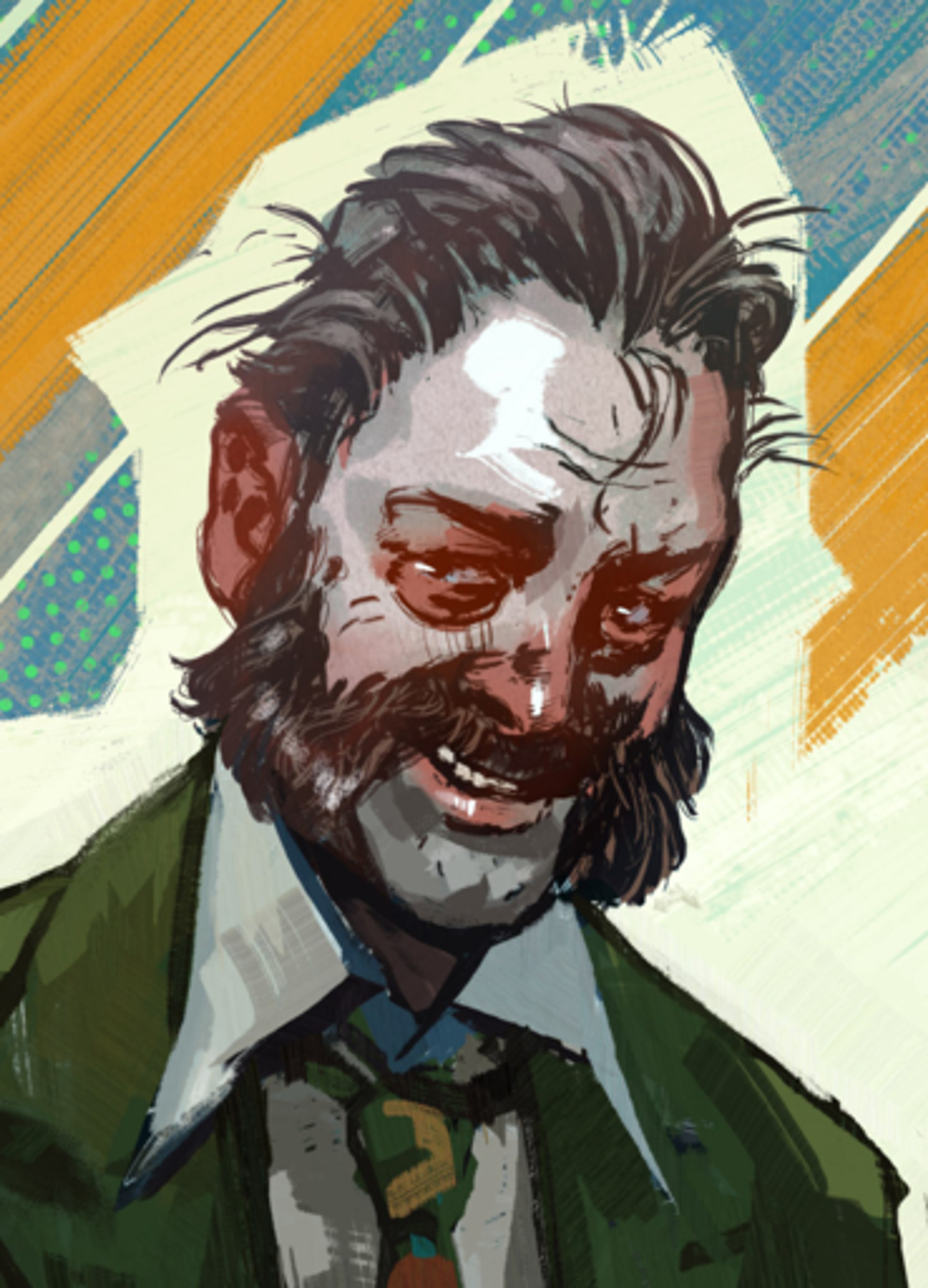 A middle-aged man with a grizzled, troubled appearance