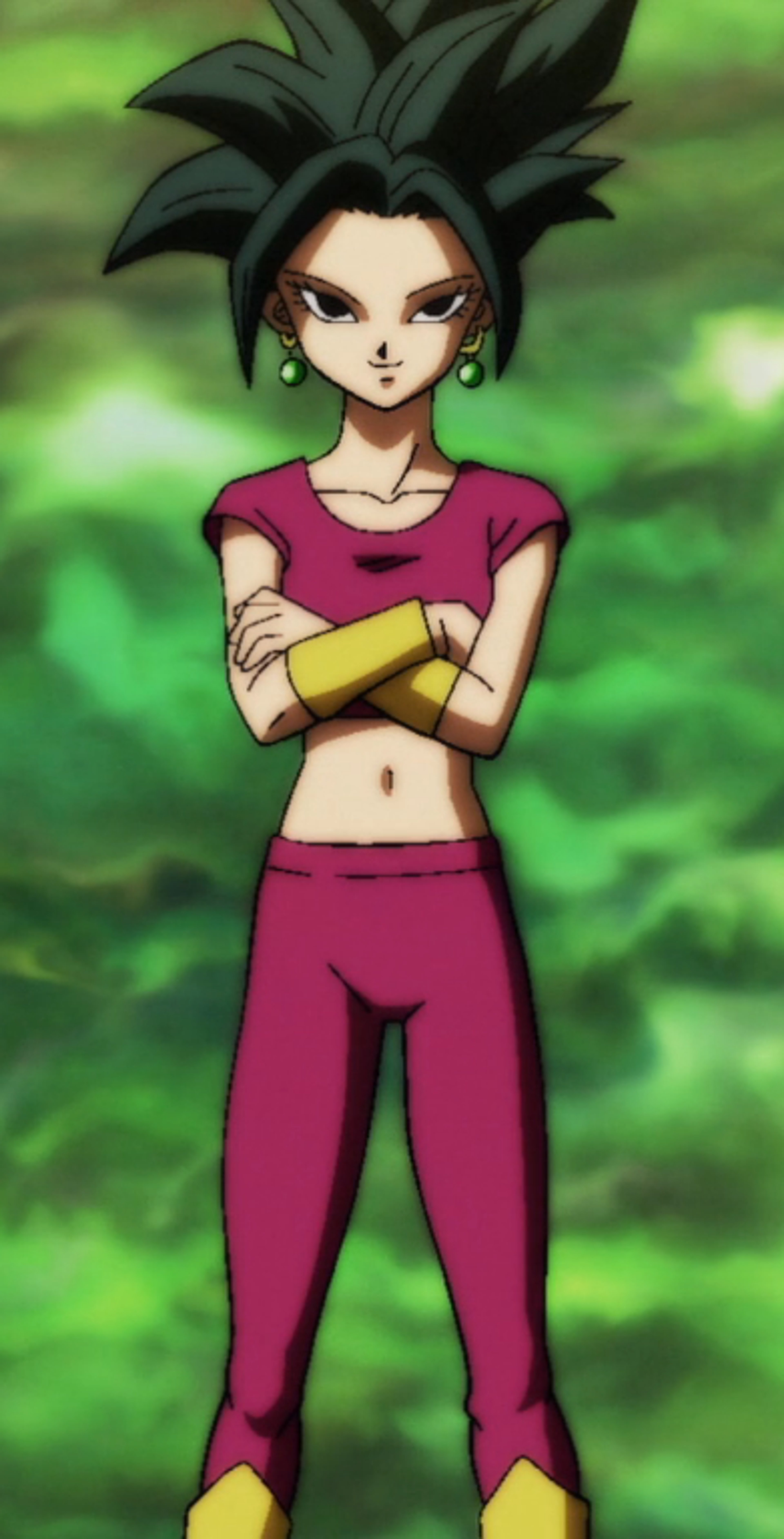 An anime-style character with spiky black hair, wearing red clothing and with a confident expression.