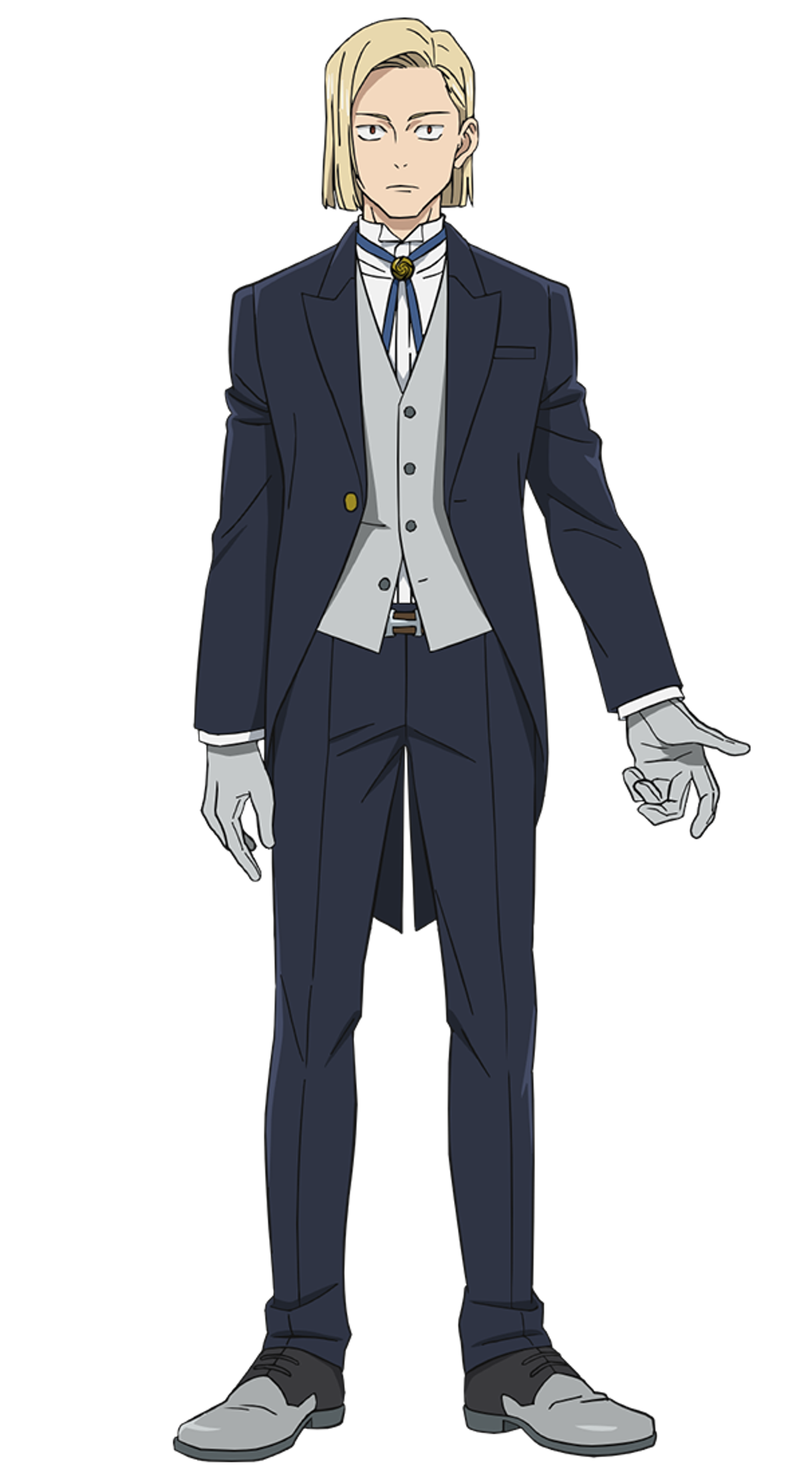 A young man in a school uniform resembling an English butler's attire