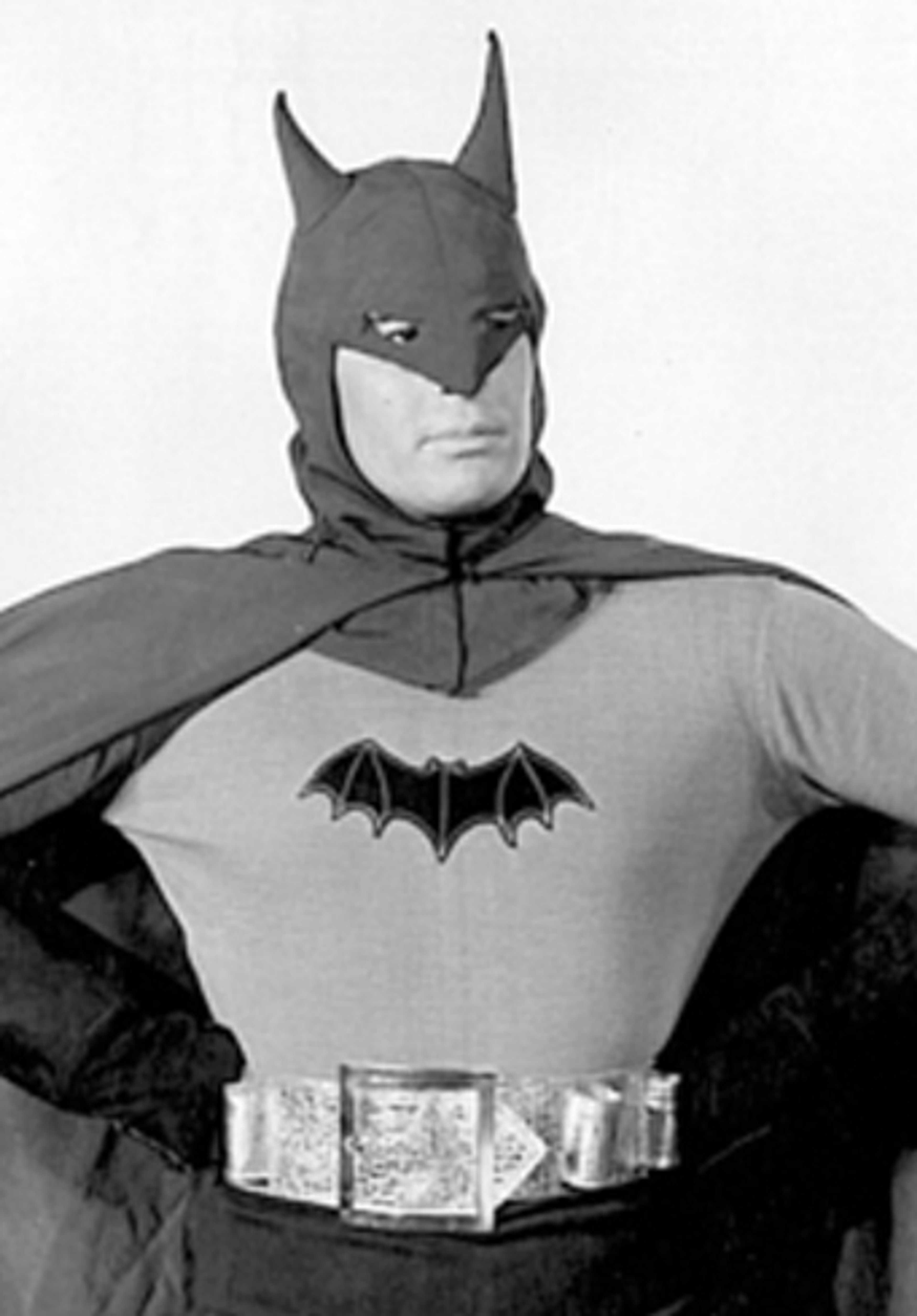 A man in a Batman costume from the 1940s