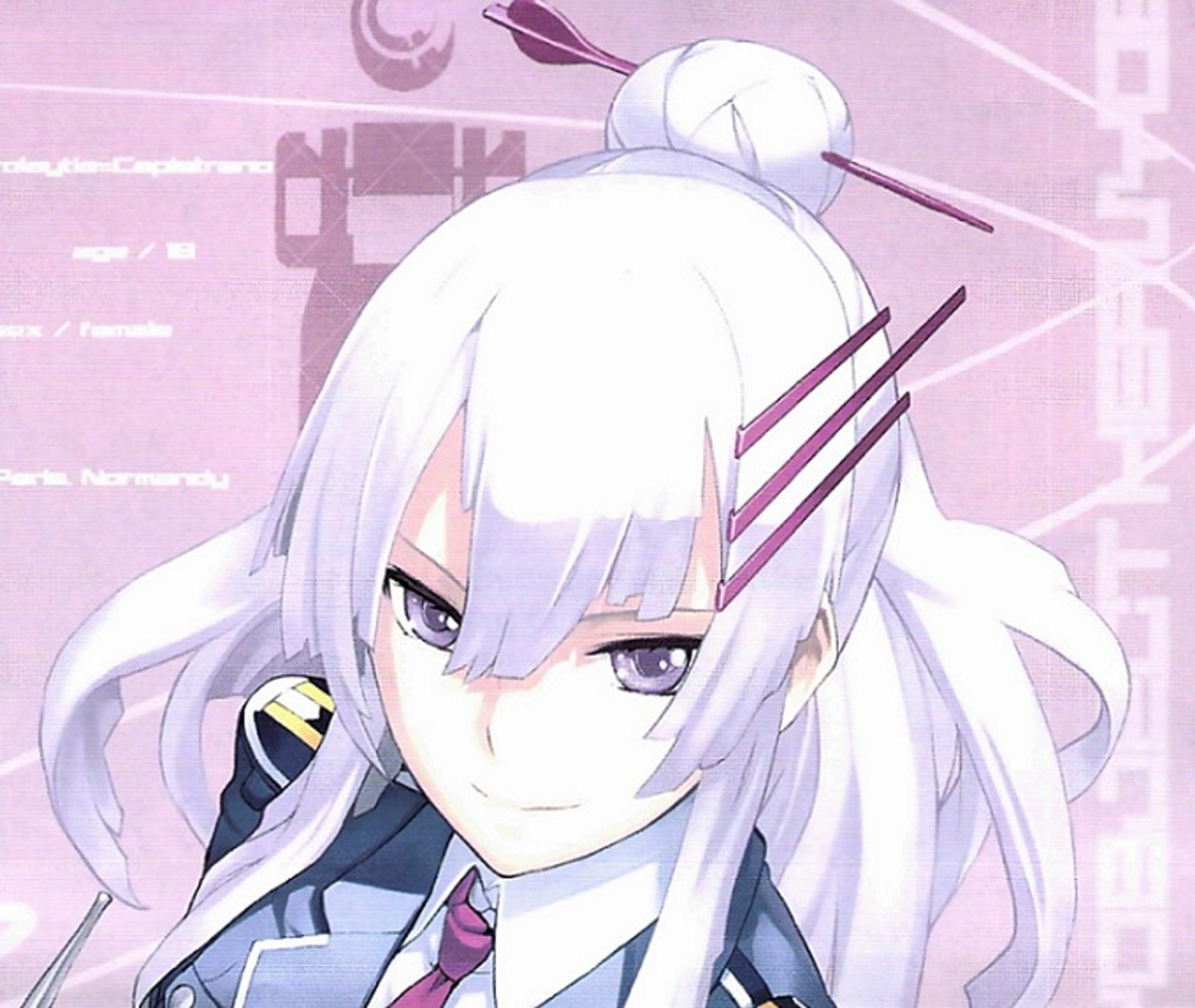 An anime-style character in a military uniform with a serious expression