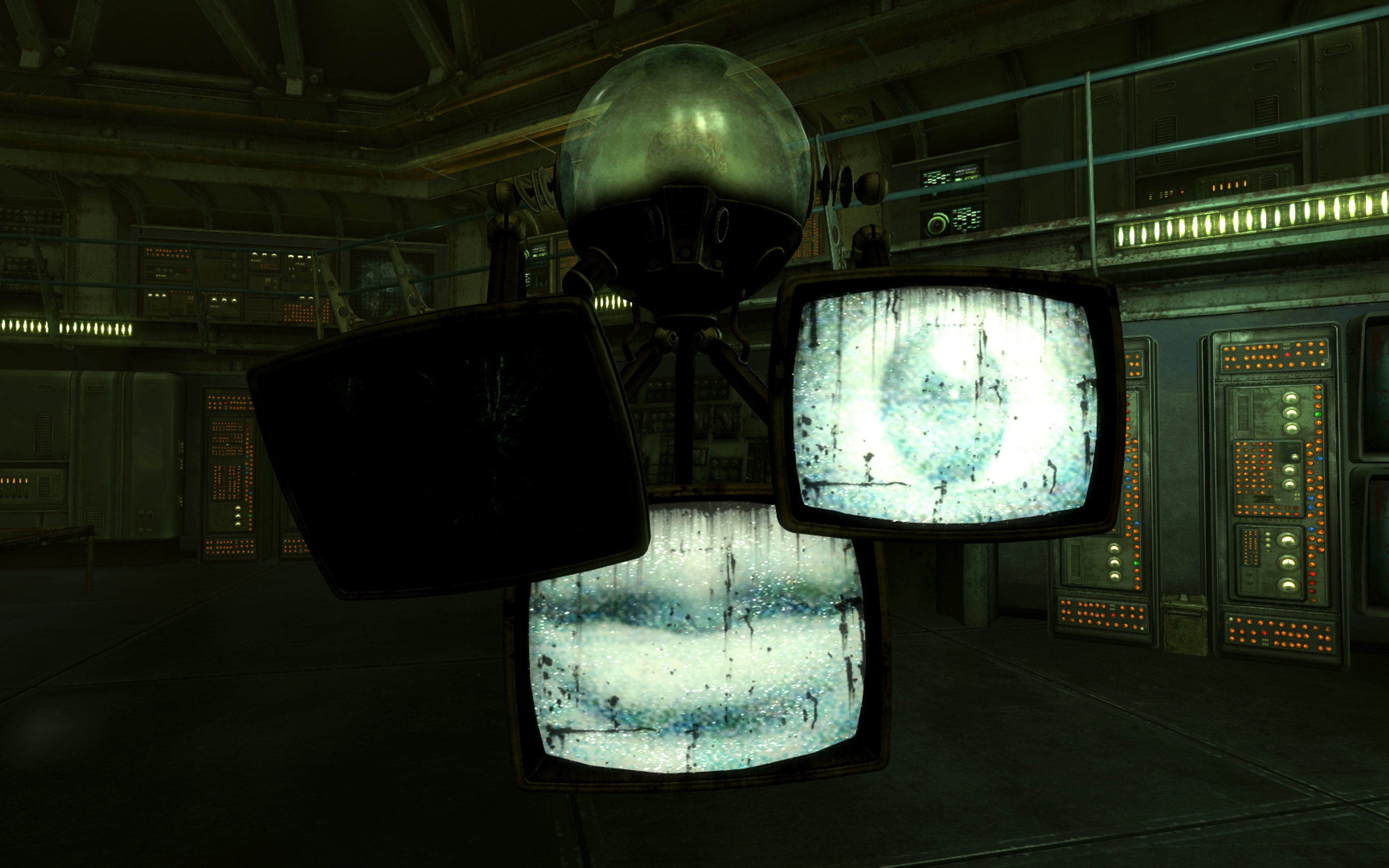 A large, spherical technological structure with a glowing interior