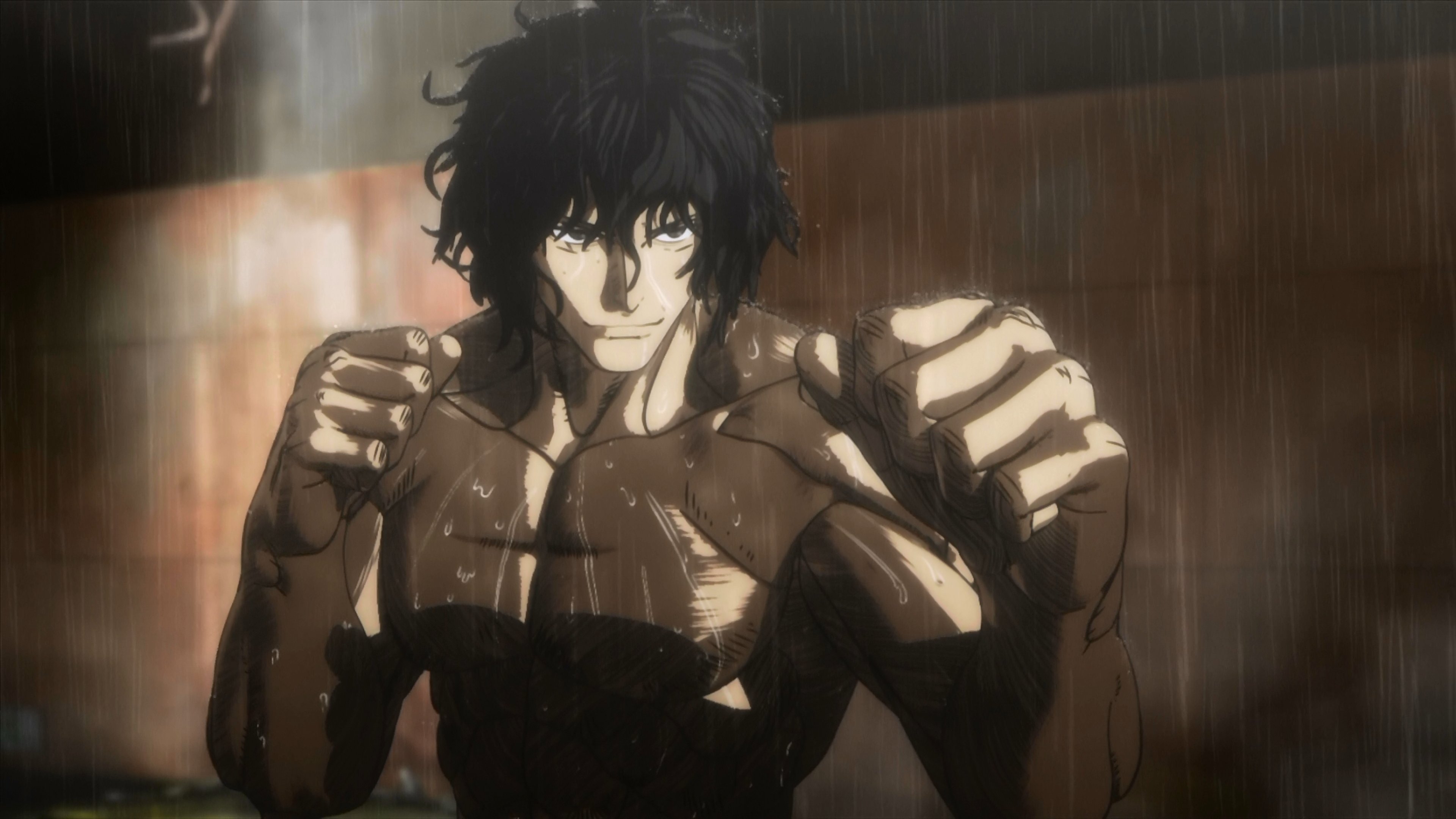 A muscular, shirtless male character in a fighting stance