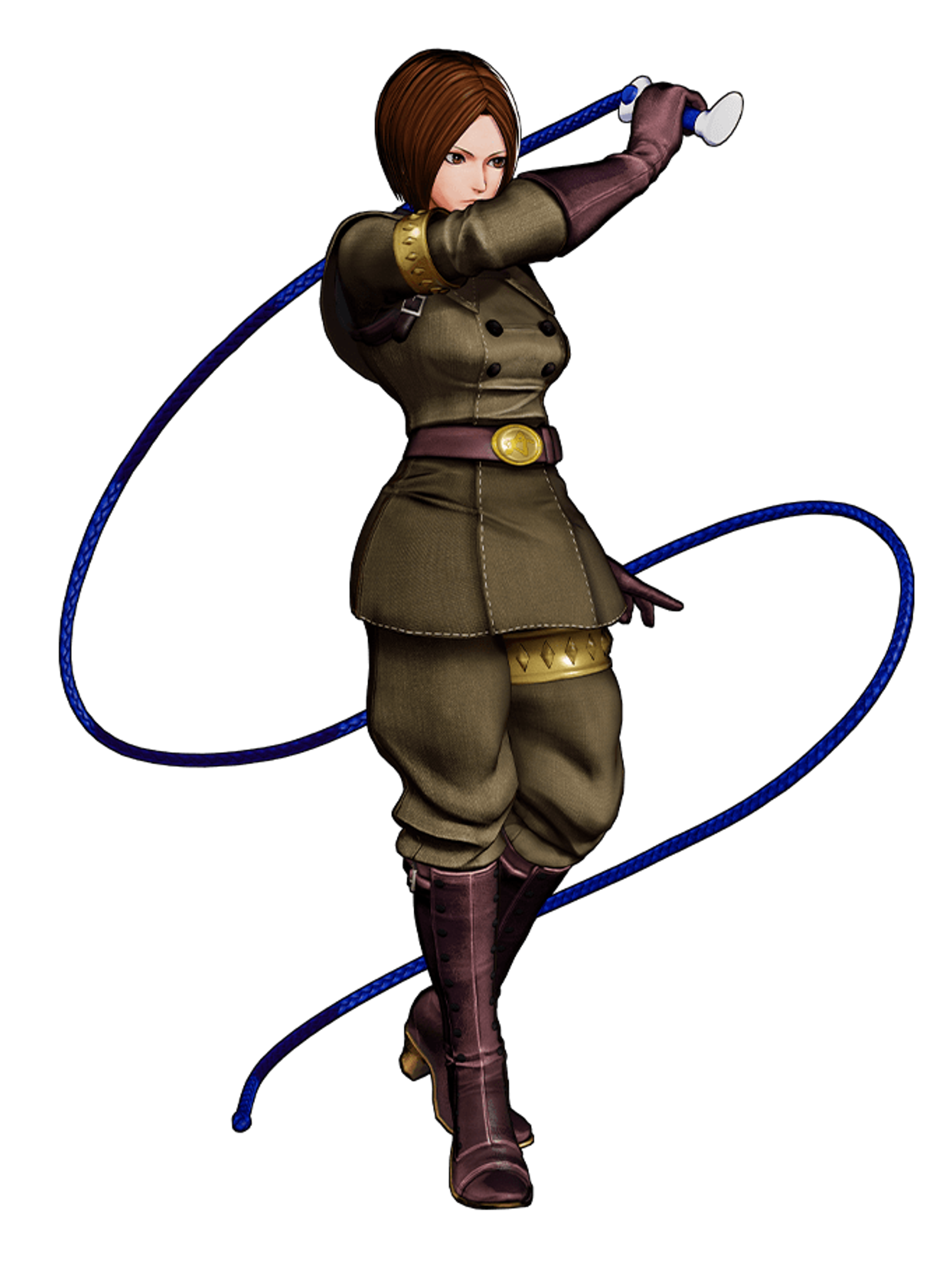 A female special forces operative wielding a combat whip