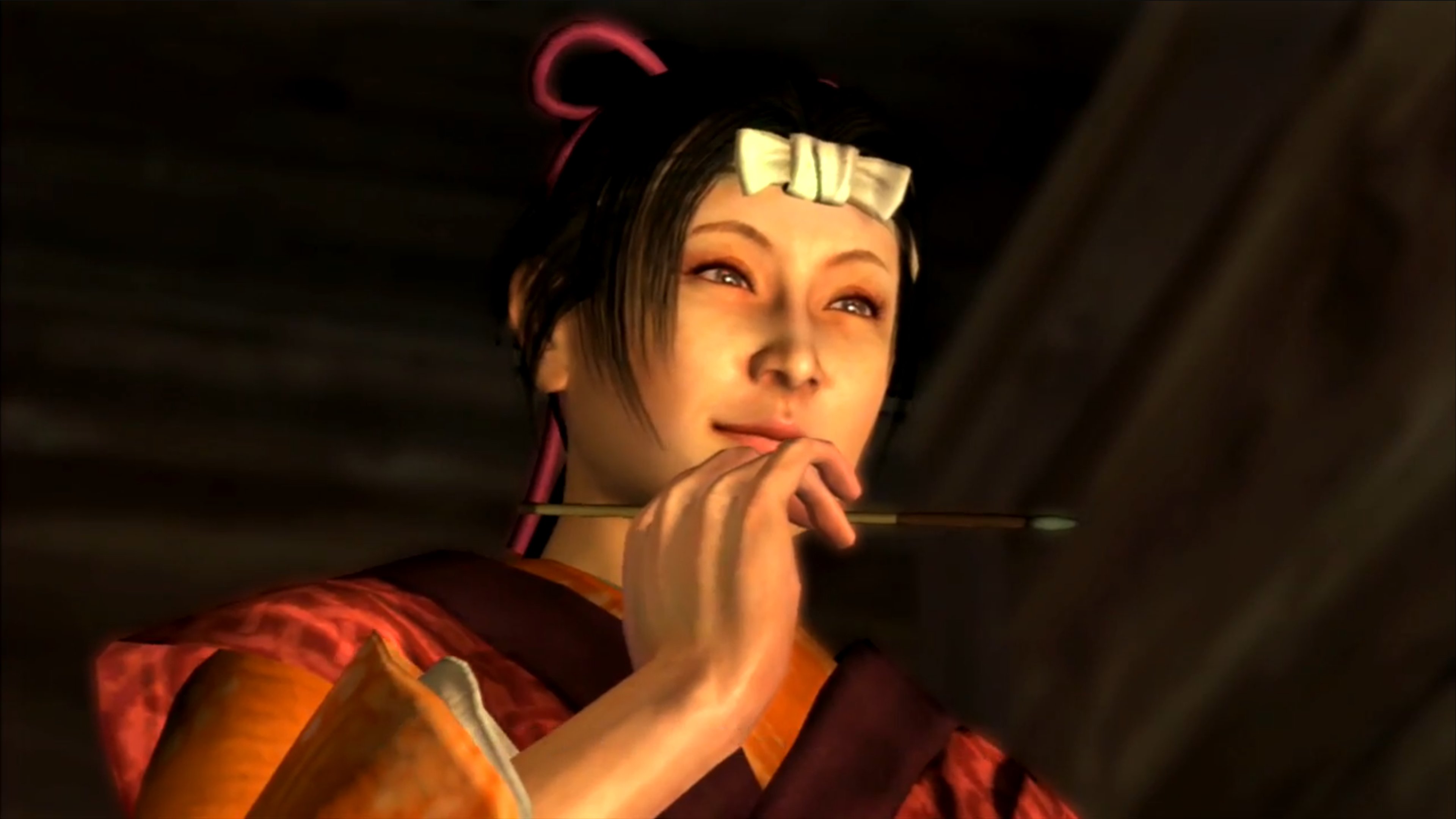 A woman in traditional Japanese clothing performing or dancing