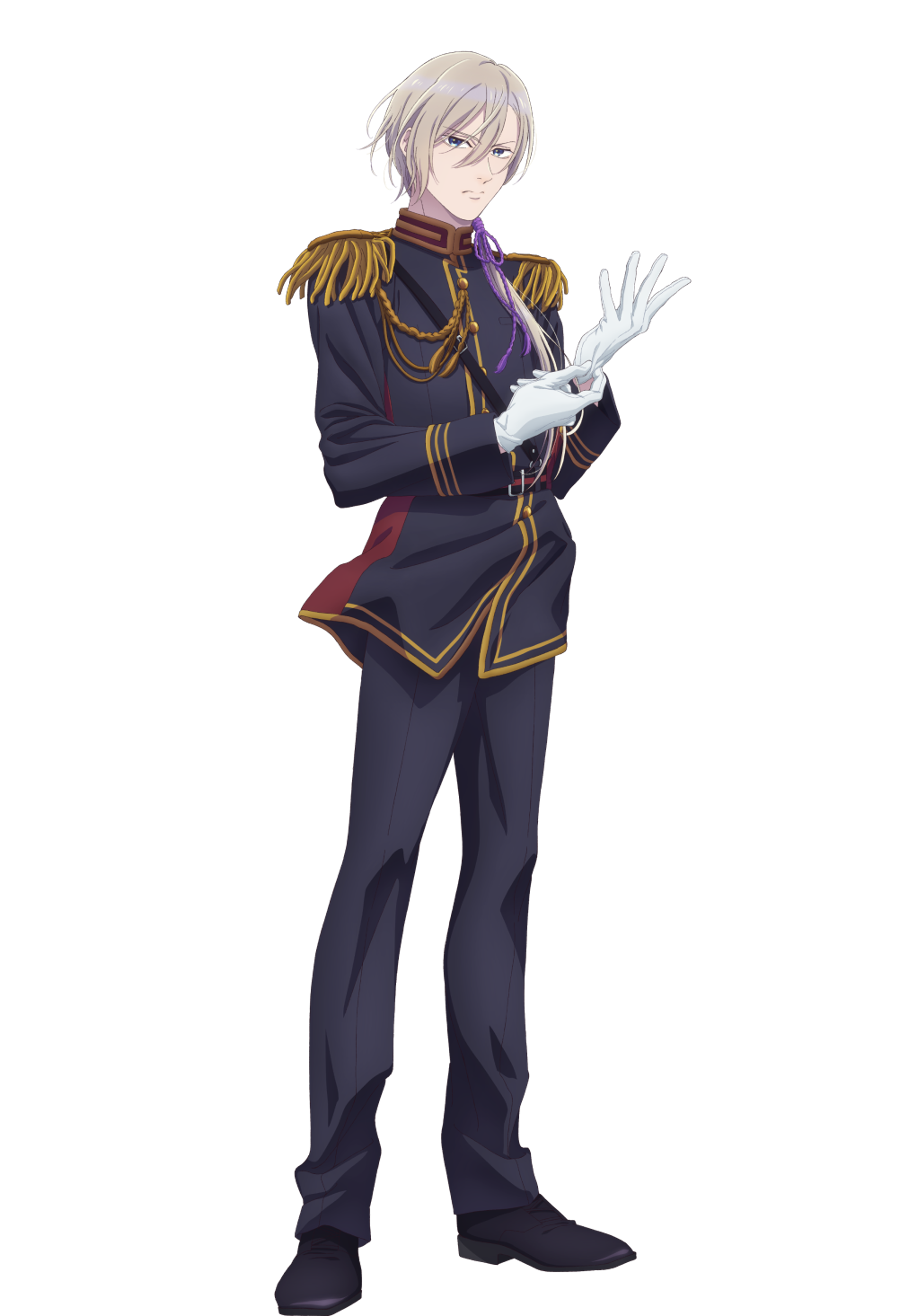 A young man in a military uniform with a stern expression