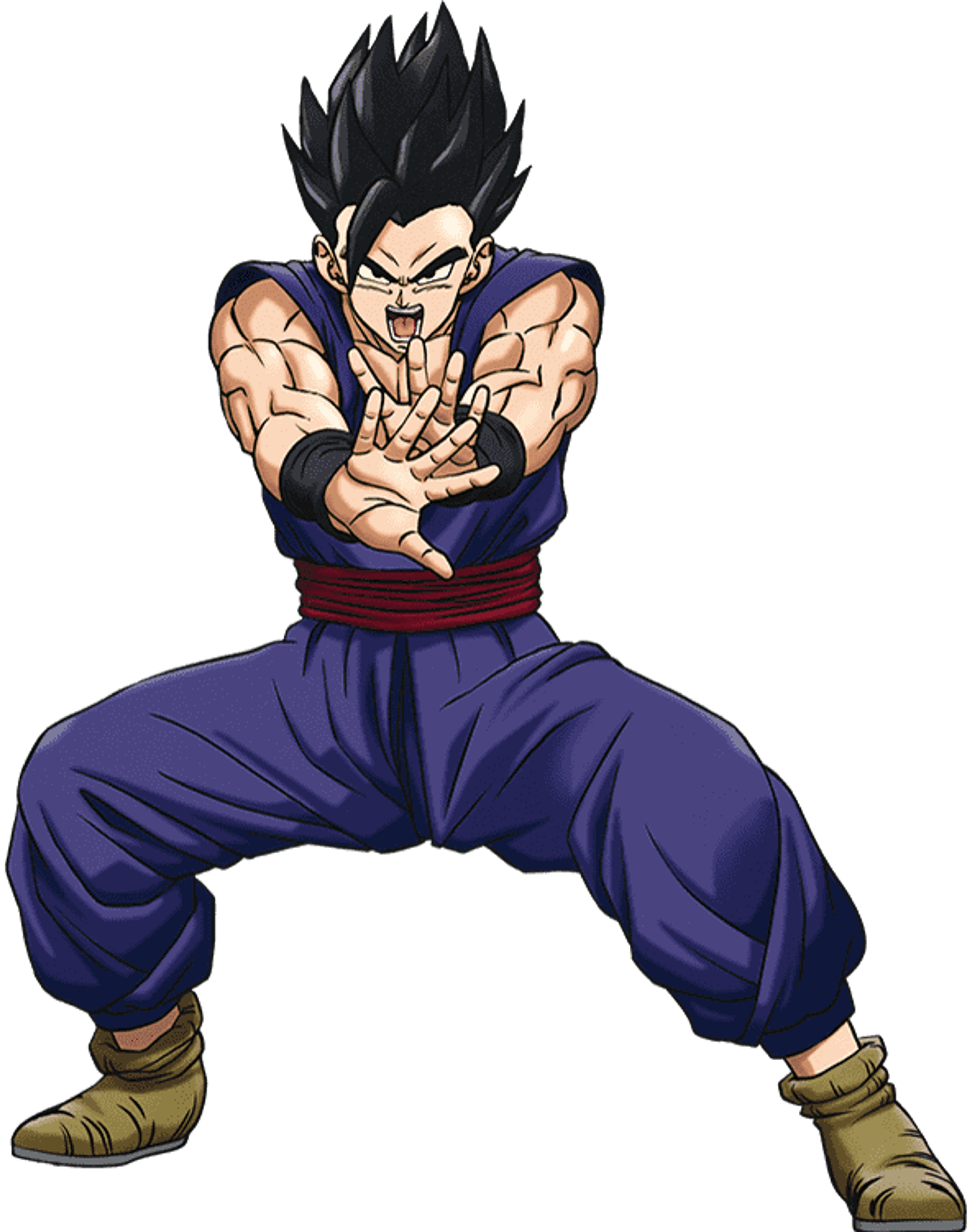 An anime-style character with spiky black hair in a fighting stance