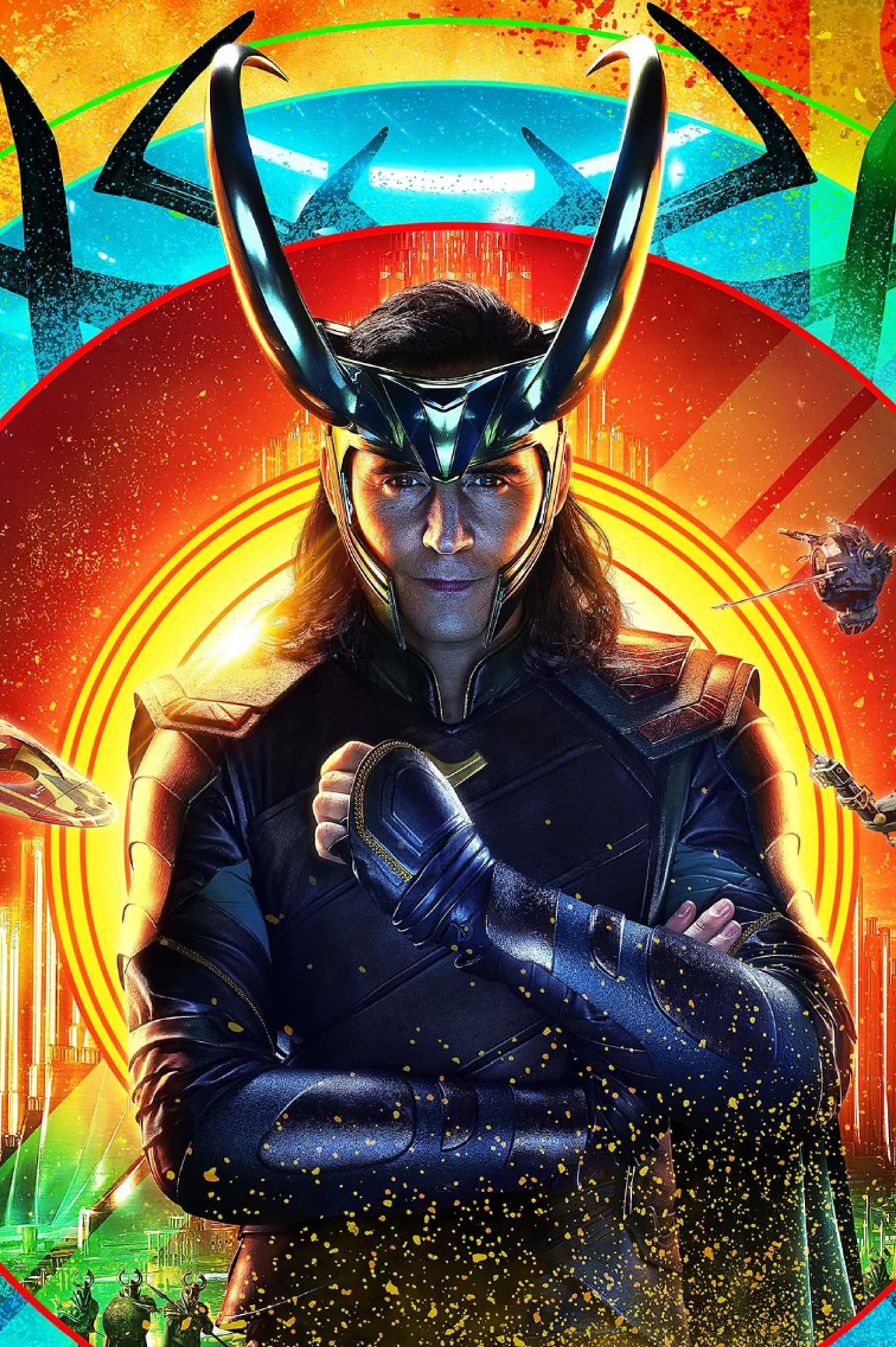 Loki, the God of Mischief from the Marvel Cinematic Universe, standing in a dramatic pose with a serious expression.