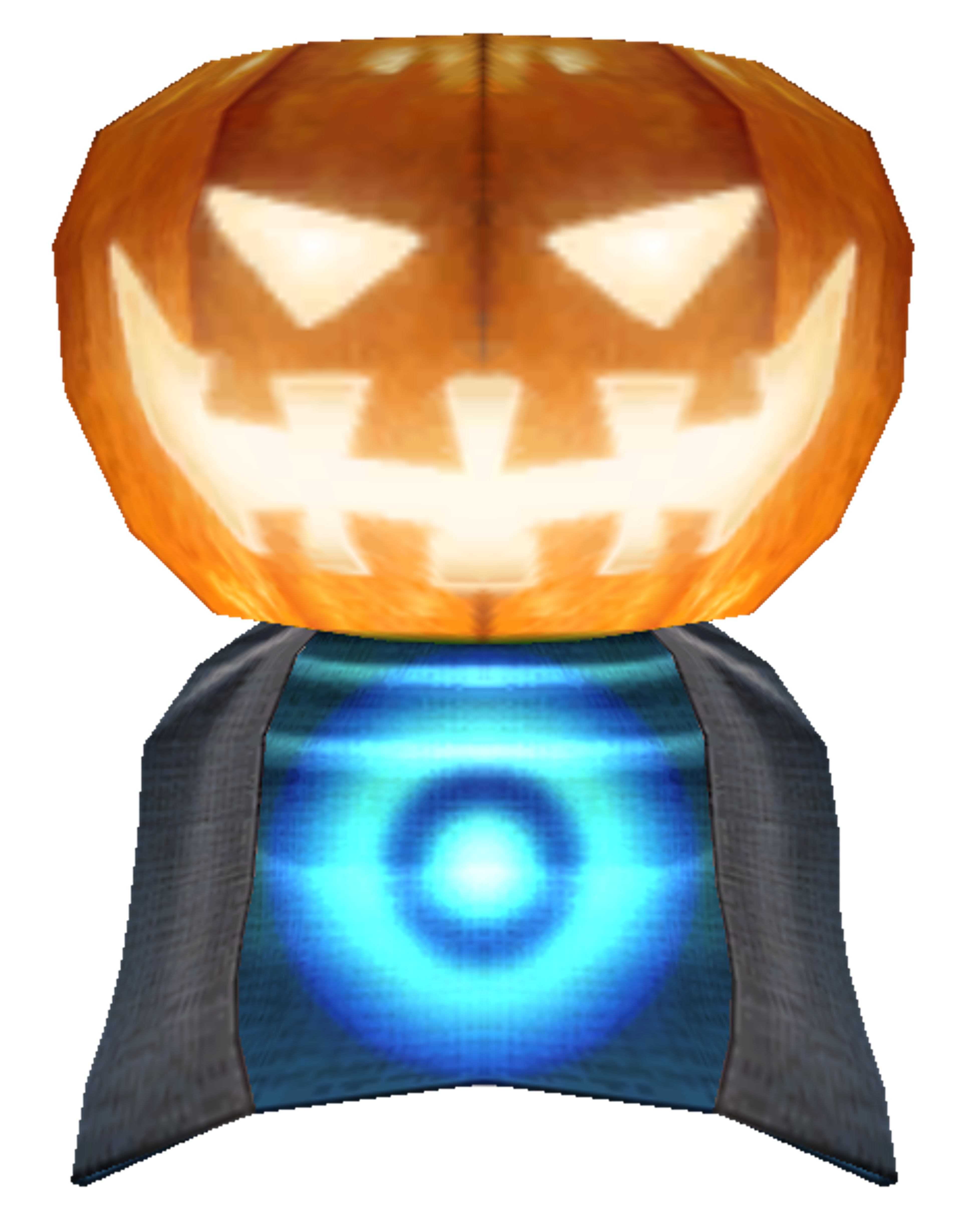 A supernatural entity with a jack-o'-lantern head and a flowing black cape, floating above the ground.