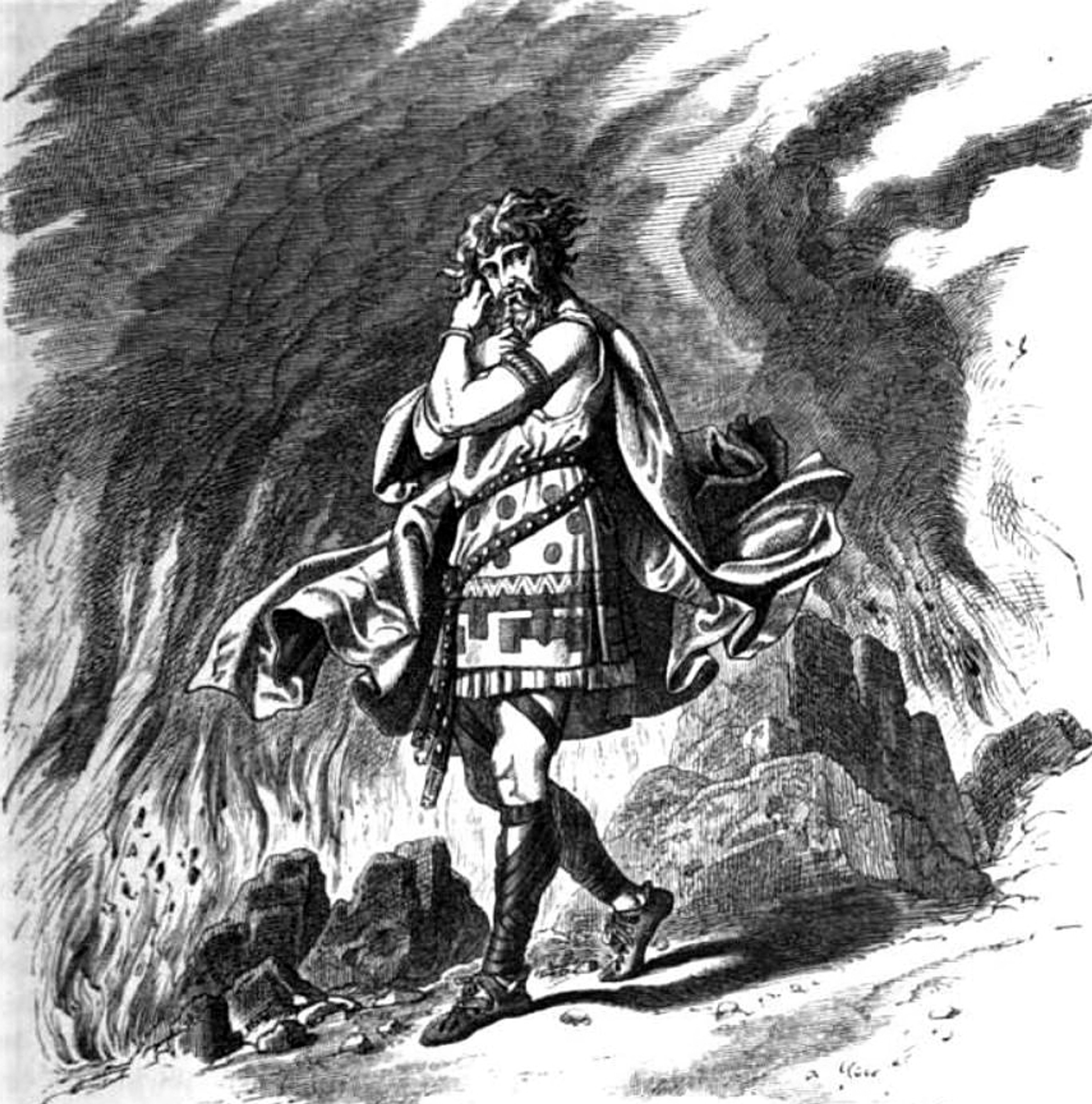 Illustration of the Norse god Loki, a powerful and cunning trickster figure.