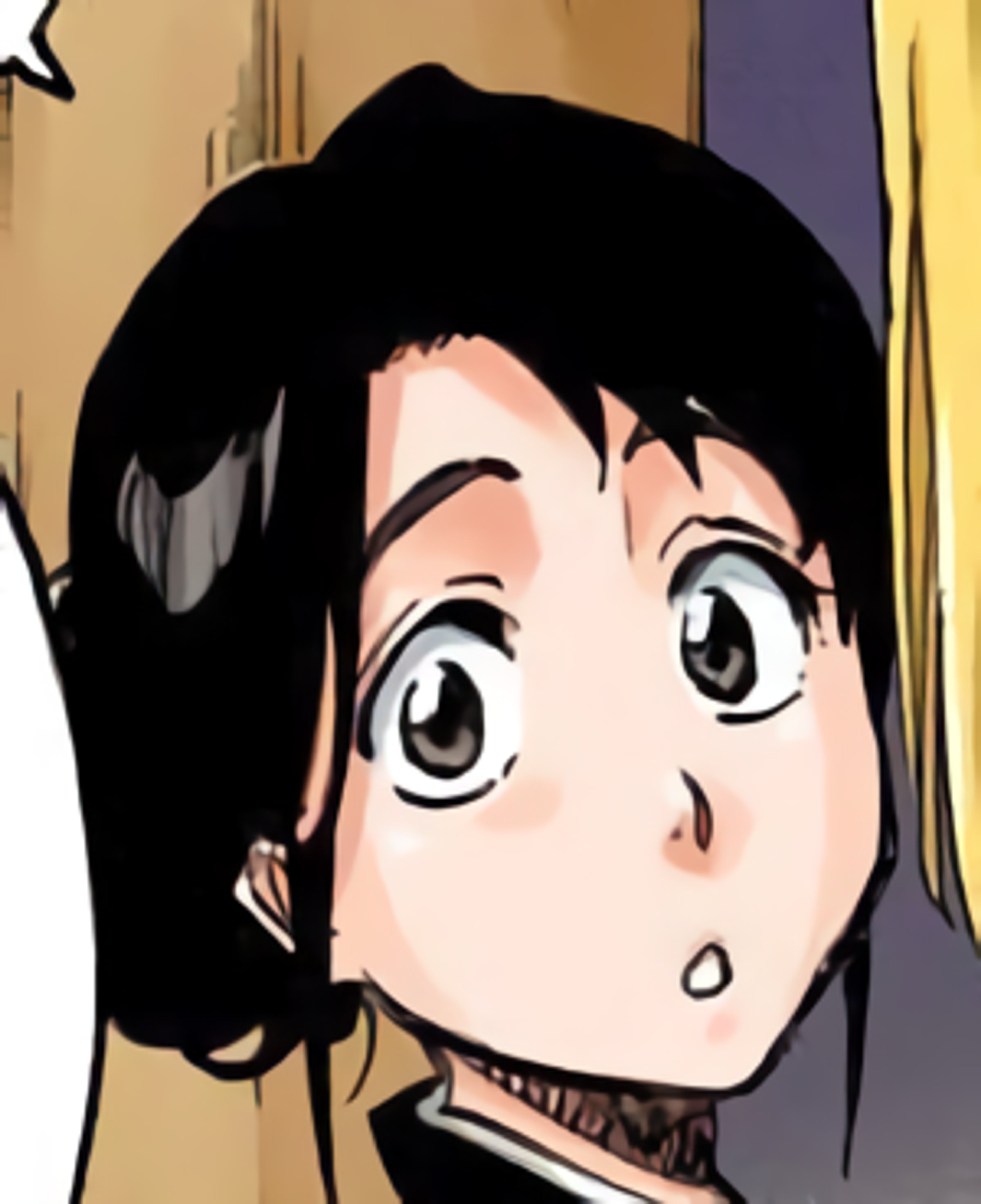 An anime-style character with dark hair wearing a white uniform