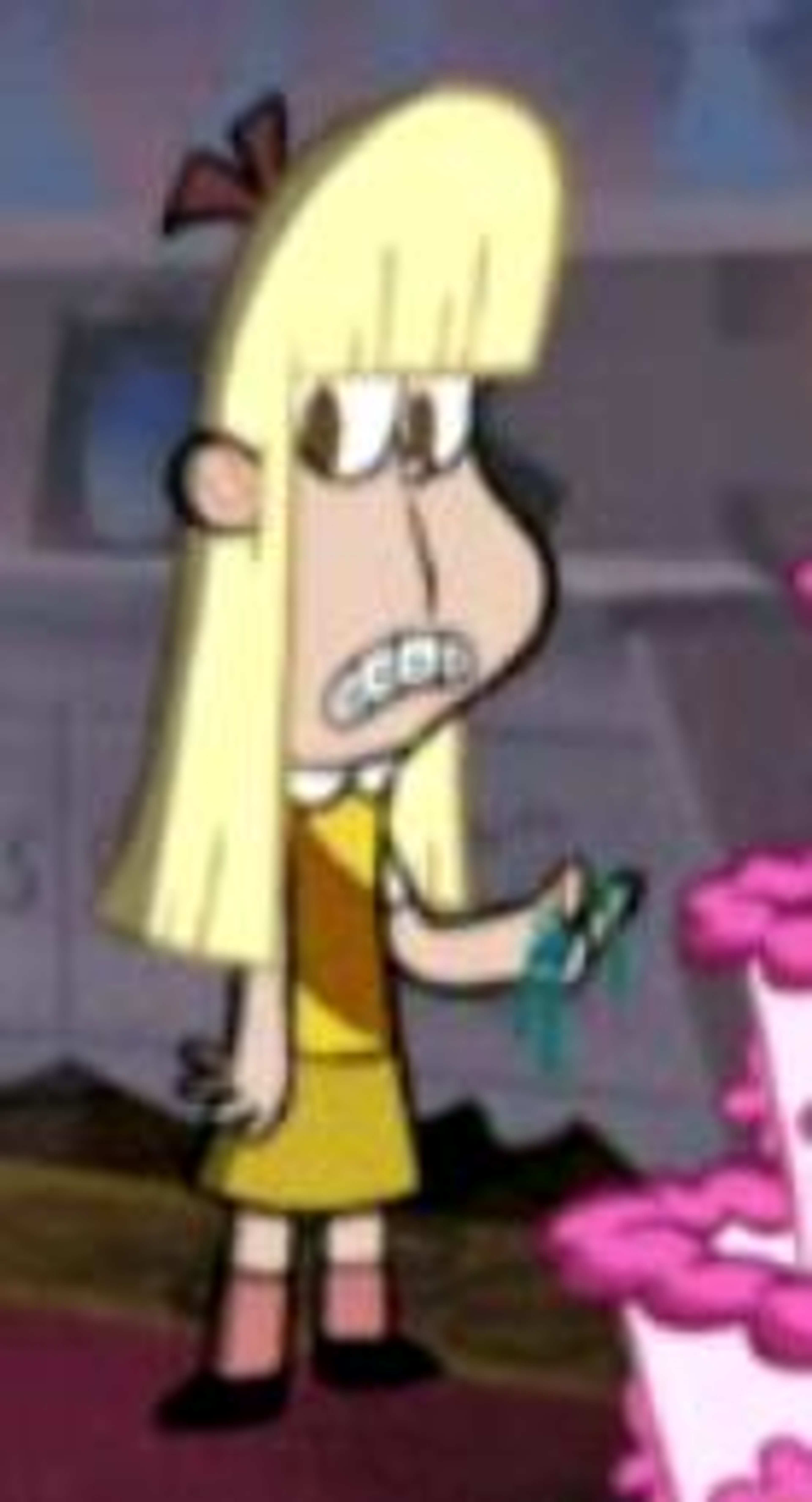 A young girl in a yellow dress with a turtle companion