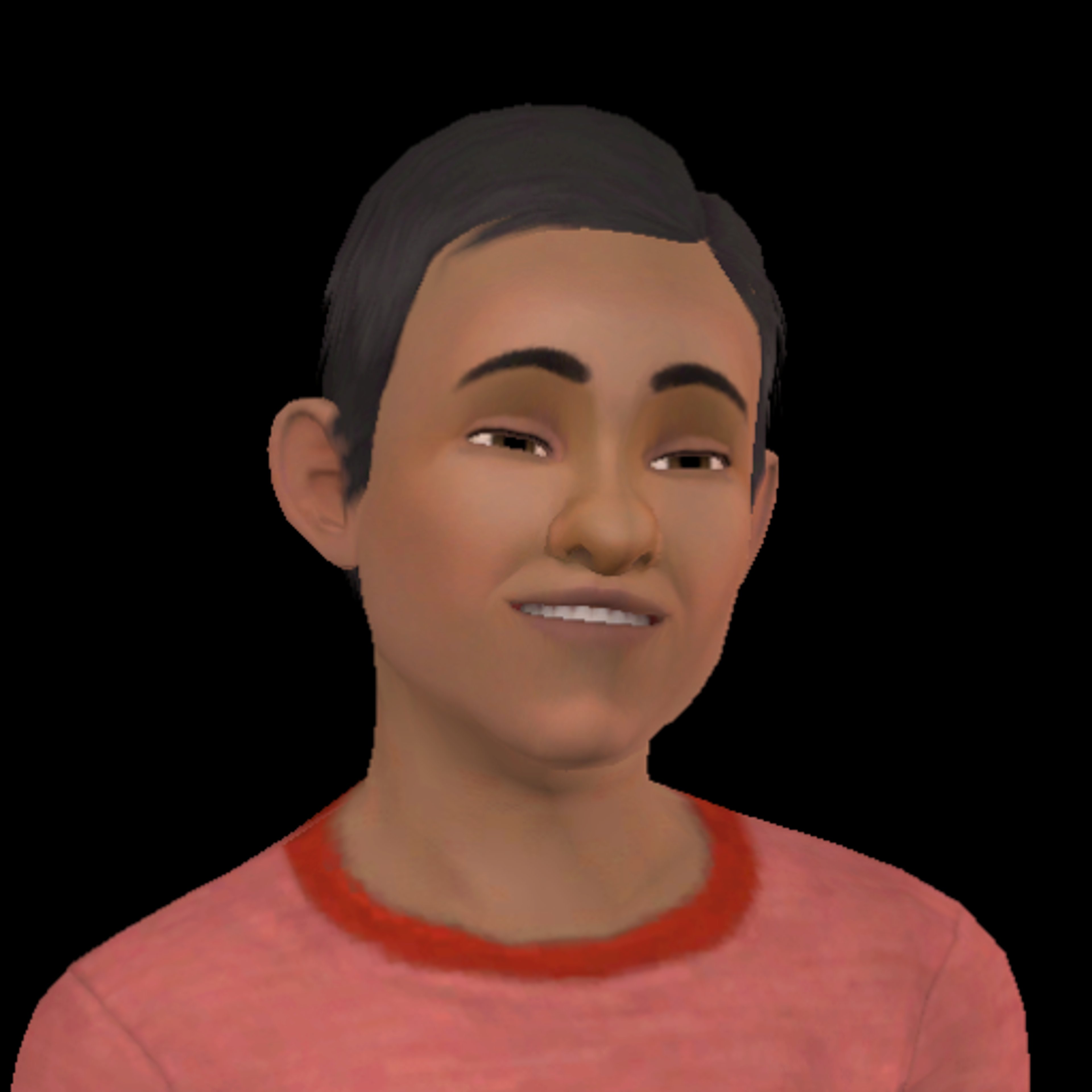 A young man with short dark hair wearing a red t-shirt and looking at the camera with a friendly expression.