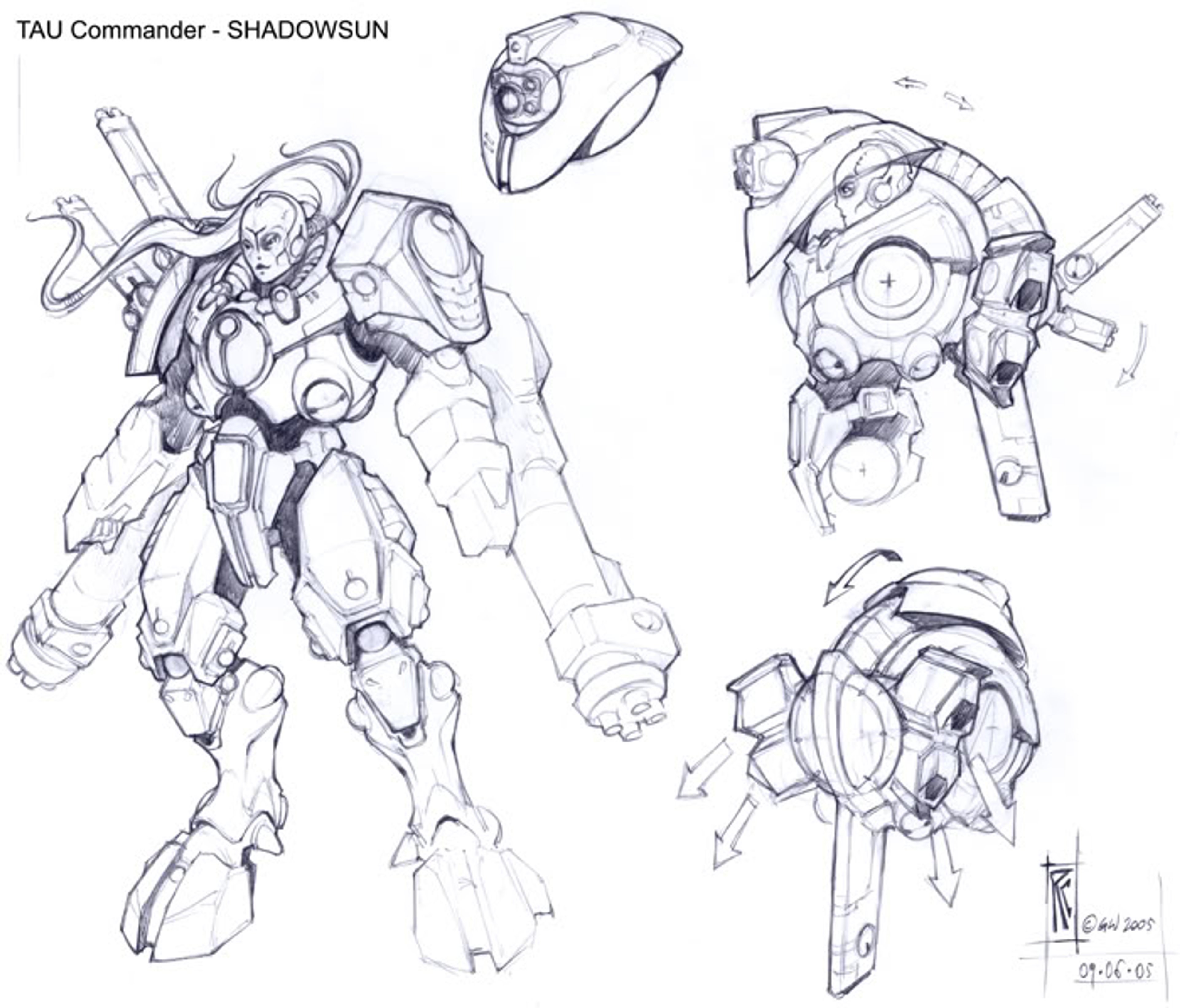 Detailed illustration of a futuristic, armored humanoid character