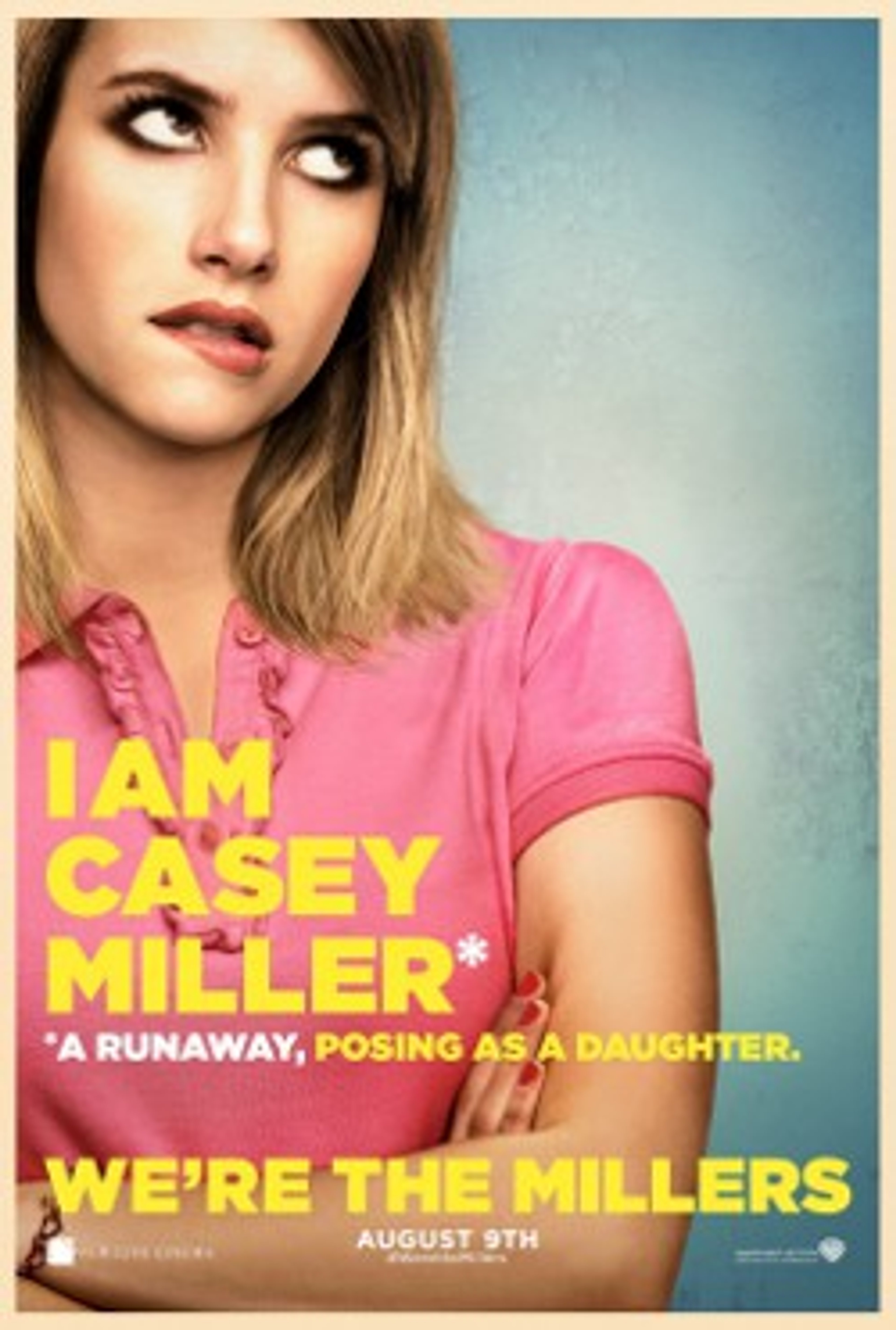 A young woman with blonde hair wearing a pink shirt with the text 'I AM CASEY MILLER' on it, posing for a movie poster or promotional image.