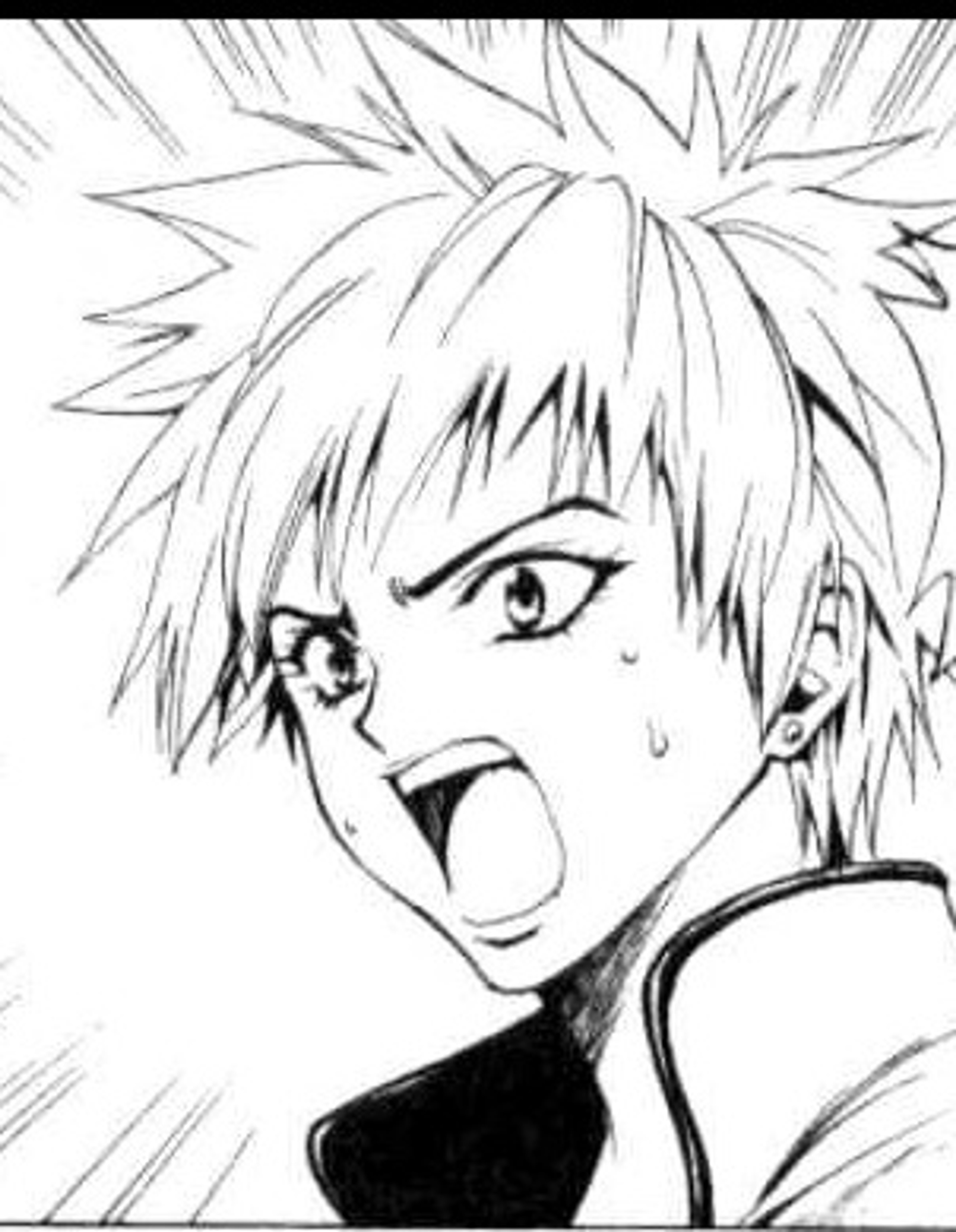 An anime-style illustration of a young woman with short blonde hair and a determined expression, wearing a black outfit with a pink jacket.