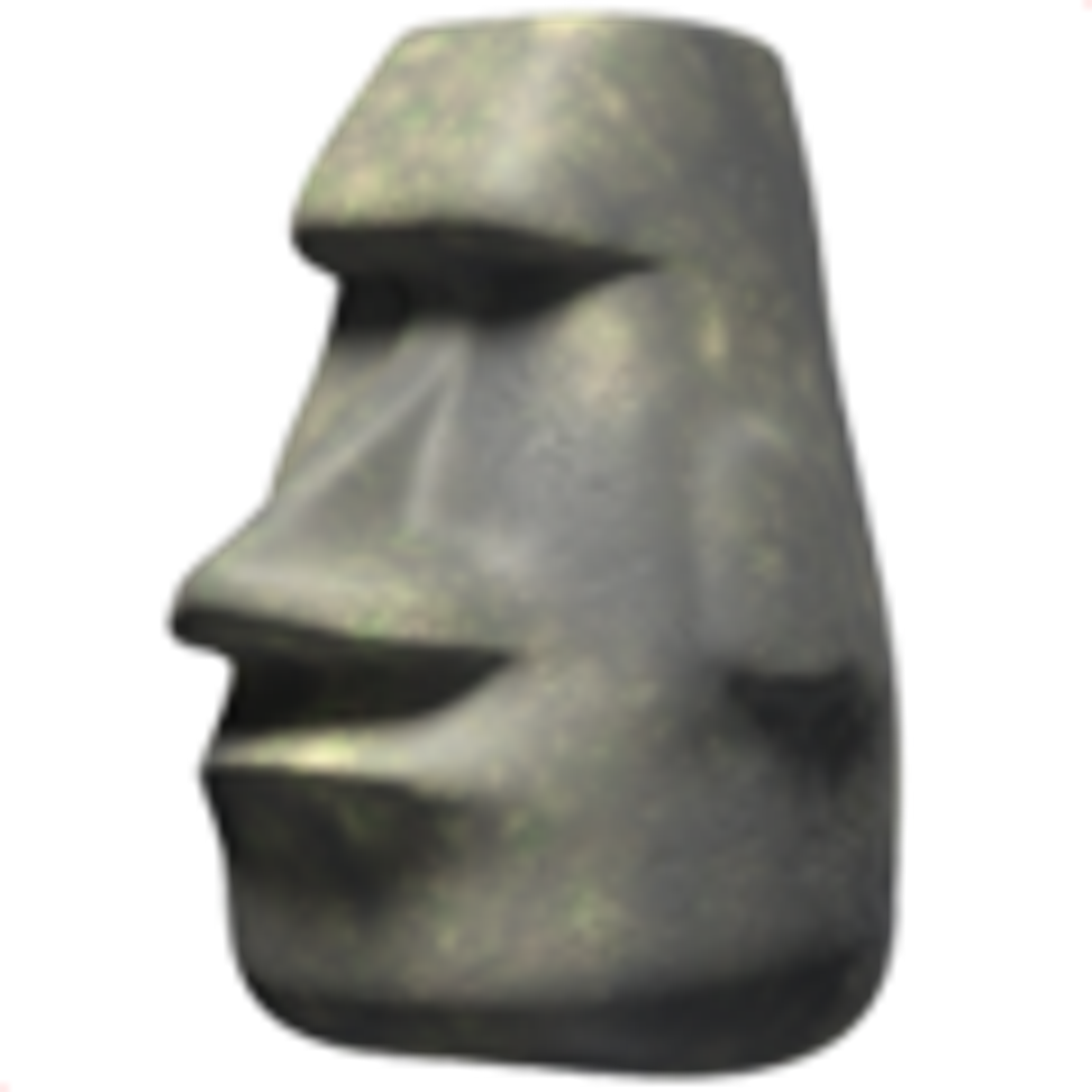 A detailed 3D rendering of a large stone Moai head sculpture from Easter Island.