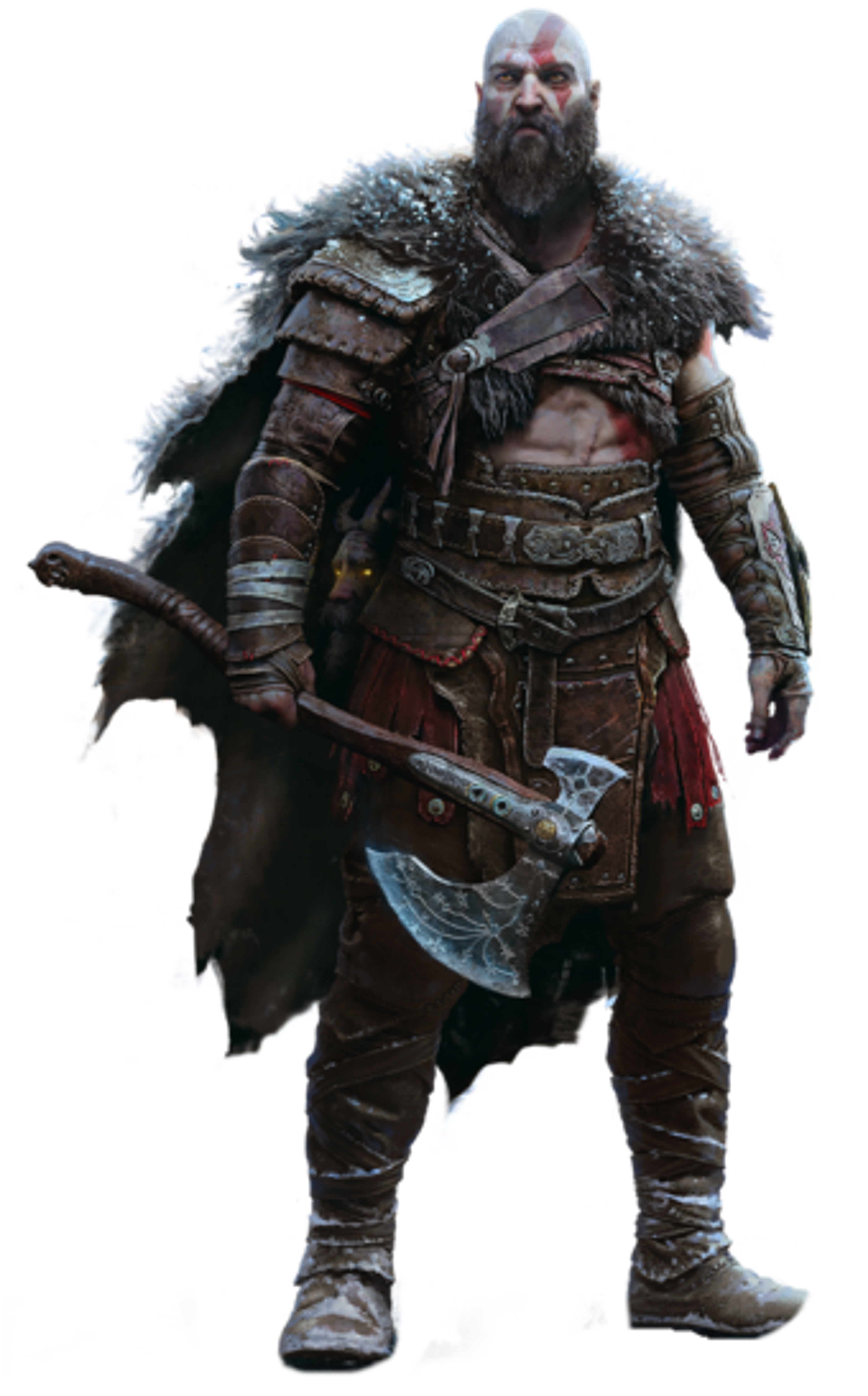 A powerful, bearded warrior holding a large axe